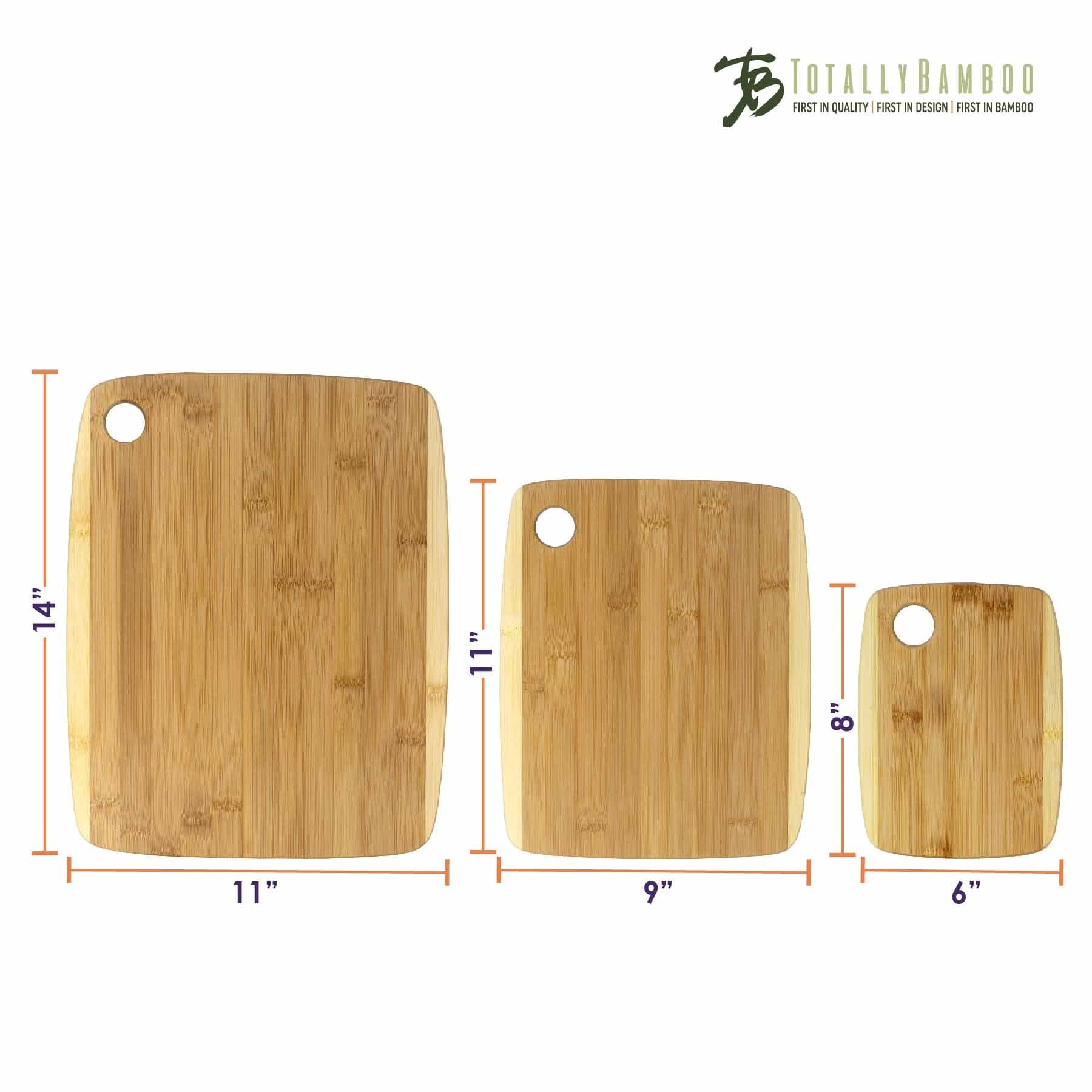 3-Piece 2-Tone Bamboo Cutting Board Set - Non-Slip, Juice Groove - Perfect for Kitchen Prep, Meat Cutting & Serving Charcuterie