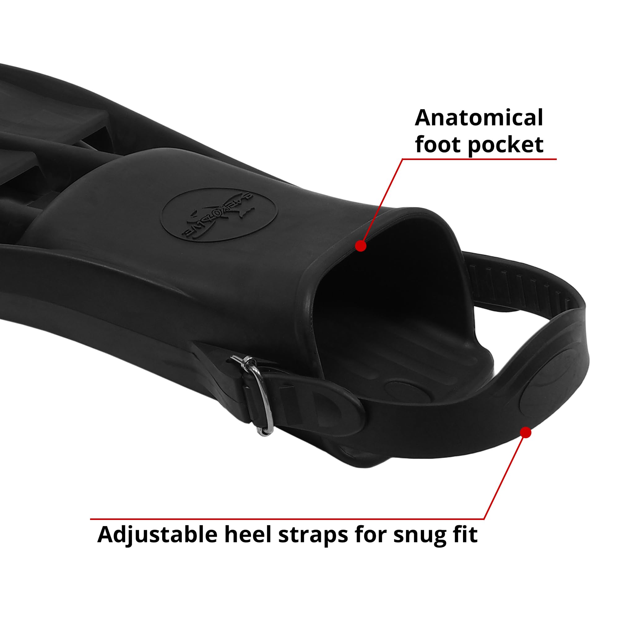Professional Marine Military Rubber Diving Fins with Adjustable Heel Straps - High Performance Scuba Fins & Snorkeling Gear for Adults - Perfect for Deep Sea Diving, Snorkeling Adventures & Water Sports