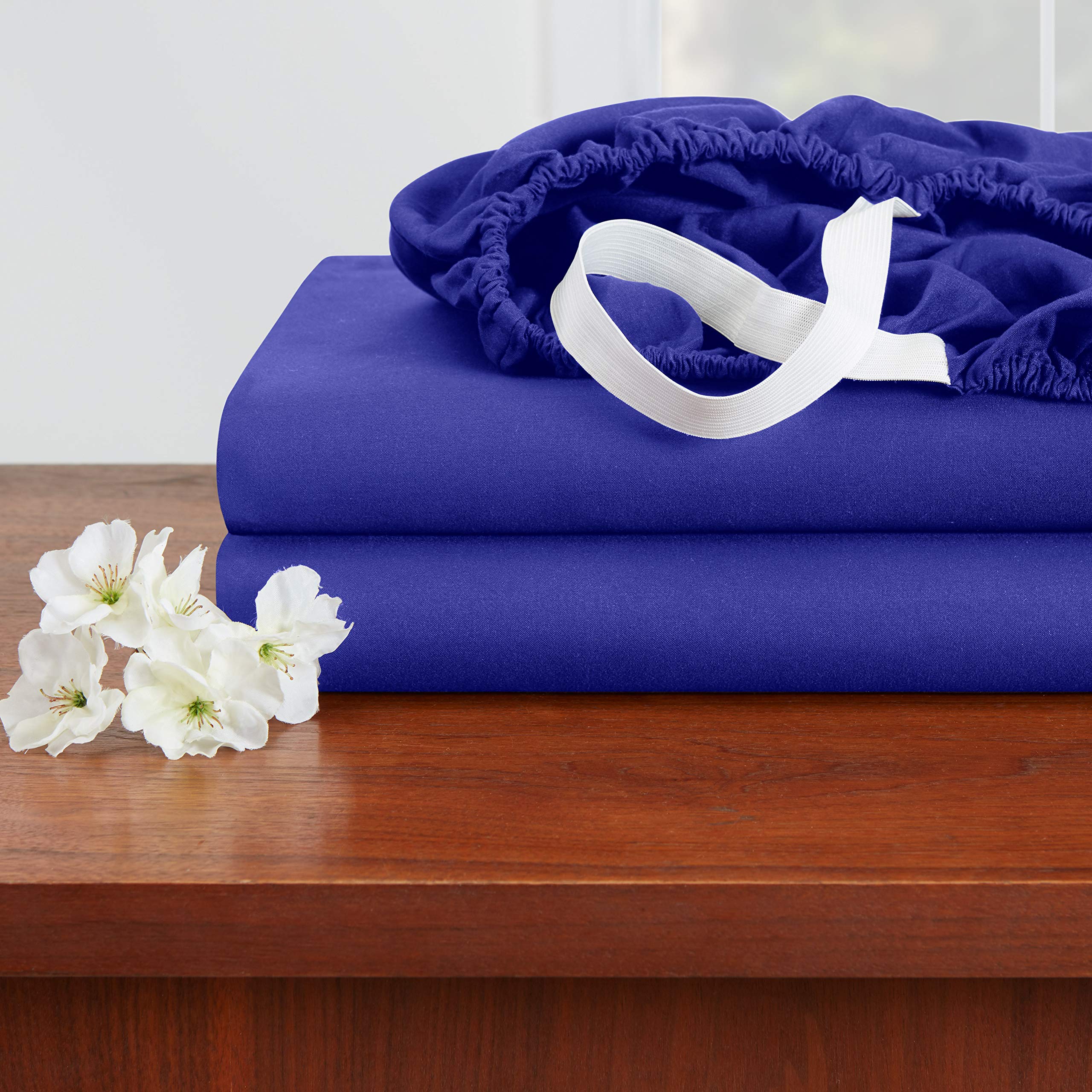 Empyrean Twin Size Bed Sheets Set - 3 Piece Super Soft Microfiber Sheets with Double Brushed Finish - Luxury Hotel Quality Royal Blue Twin Bedding with 4 Corner Elastic Straps - Perfect for Guest Rooms, Dorms & Cozy Bedrooms