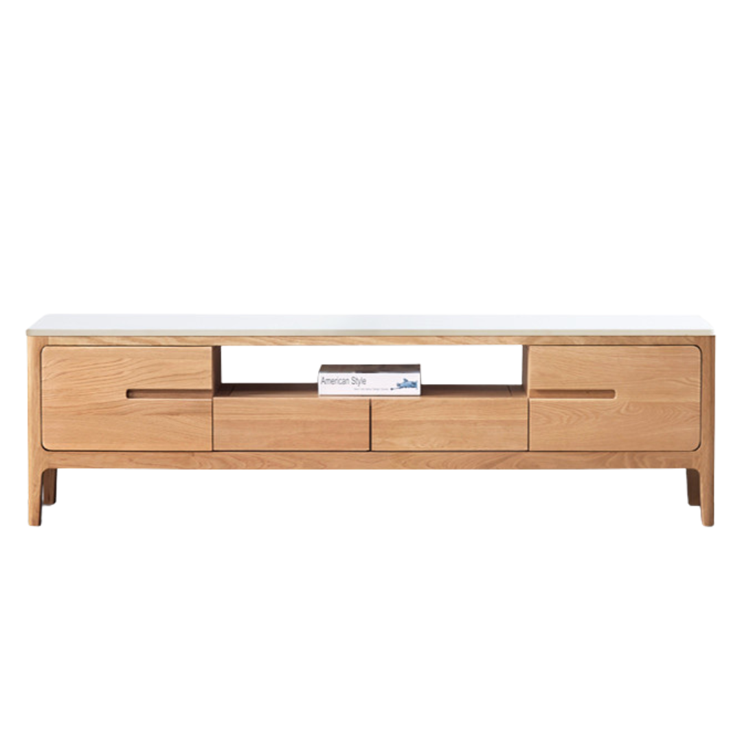 Solid Oak Wood TV Stand for Living Room - Modern Entertainment Center with Storage Shelves, Perfect for TVs up to 65 inches - Durable & Stylish Furniture for Home Theater Setup