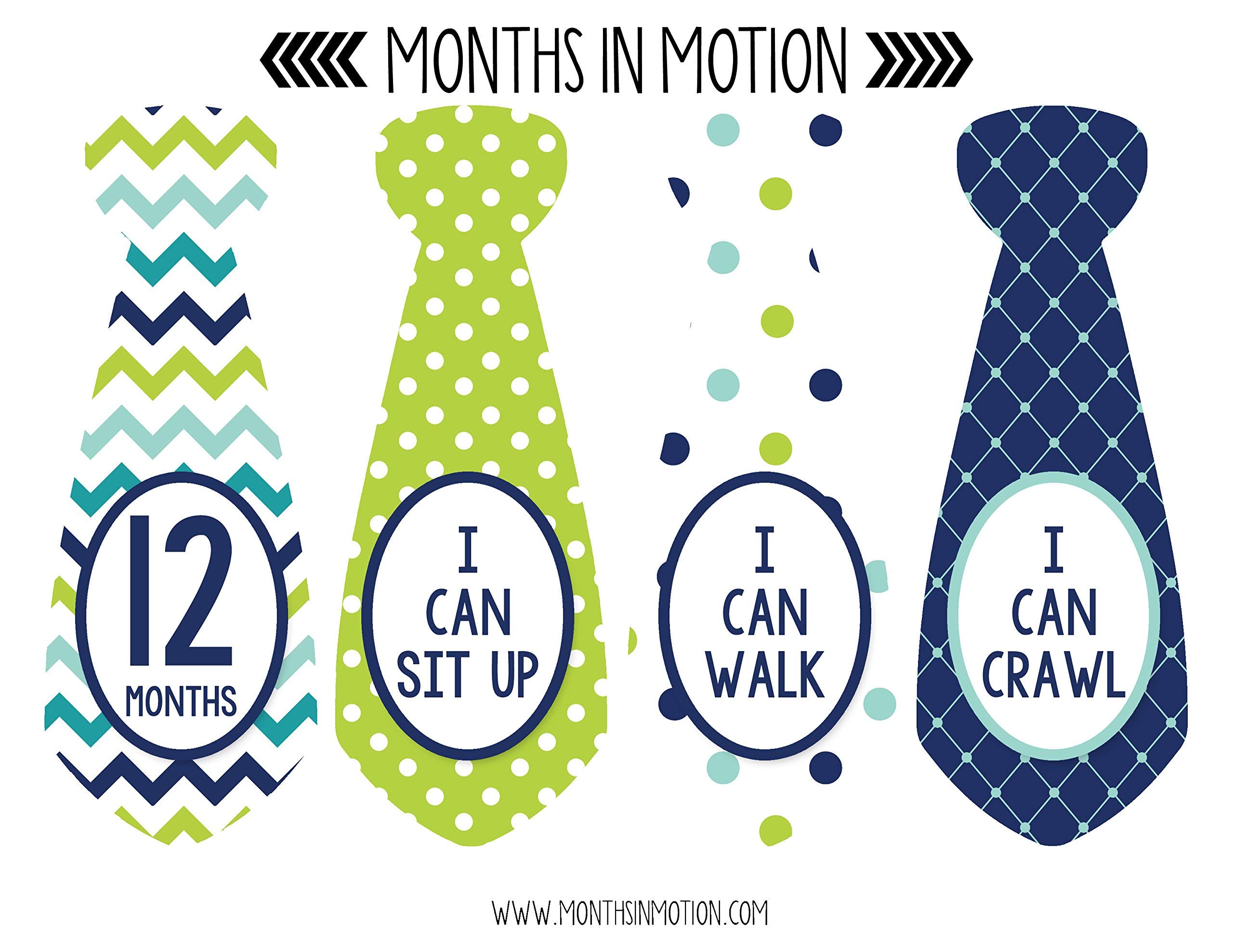 Baby Monthly Milestone Necktie Stickers - Newborn Boy Growth Photo Props - Set of 20 Adhesive Month Stickers for Baby's First Year - Perfect for Monthly Photo Shoots, Scrapbooking & Memory Keepsakes