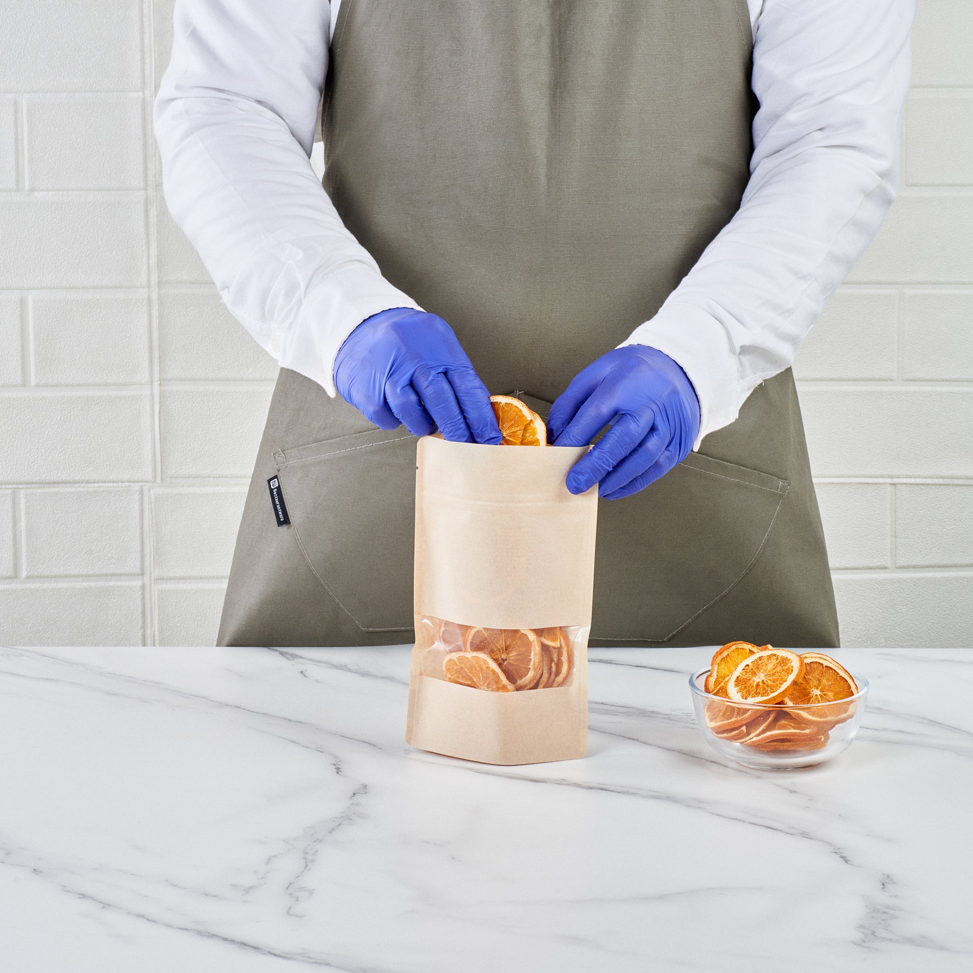 Kraft Plastic Medium Window Bags 8x5x1.75 Inches - Heat Sealable Food Storage Bags (100 Count) - Perfect for Bakery, Candy, Cookies & Small Business Packaging