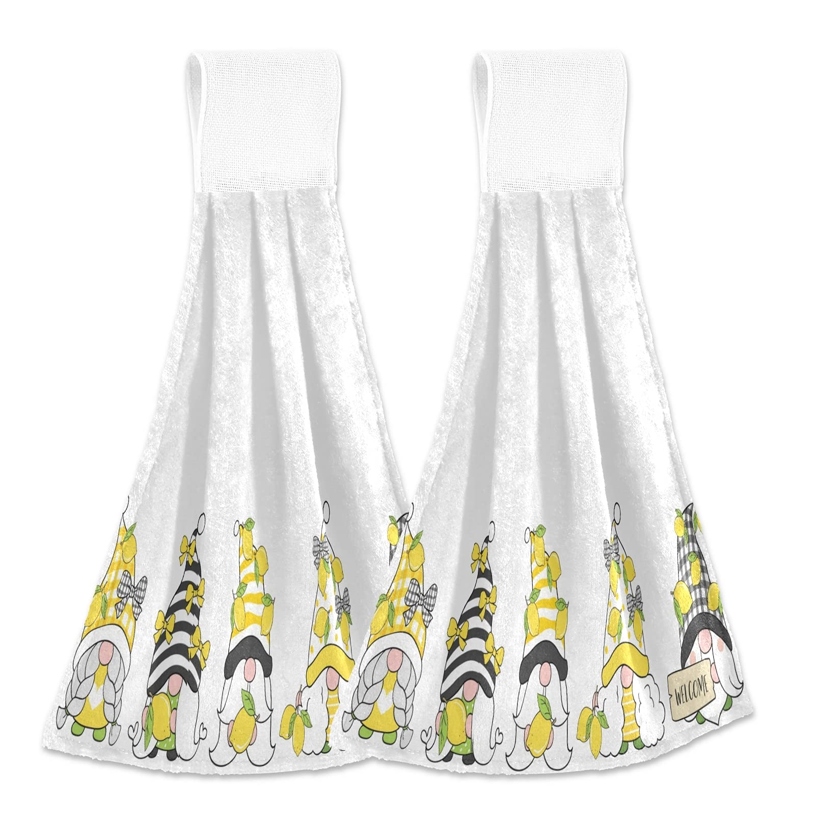 Lemon Gnomes Kitchen Towels Set of 2 - Plaid Leaf Design Hand-Tied Tea Towels, Super Soft & Absorbent Dish Cloths for Drying Dishes - Perfect for Kitchen, Bathroom, Laundry Room Decor & Summer Home Accessories