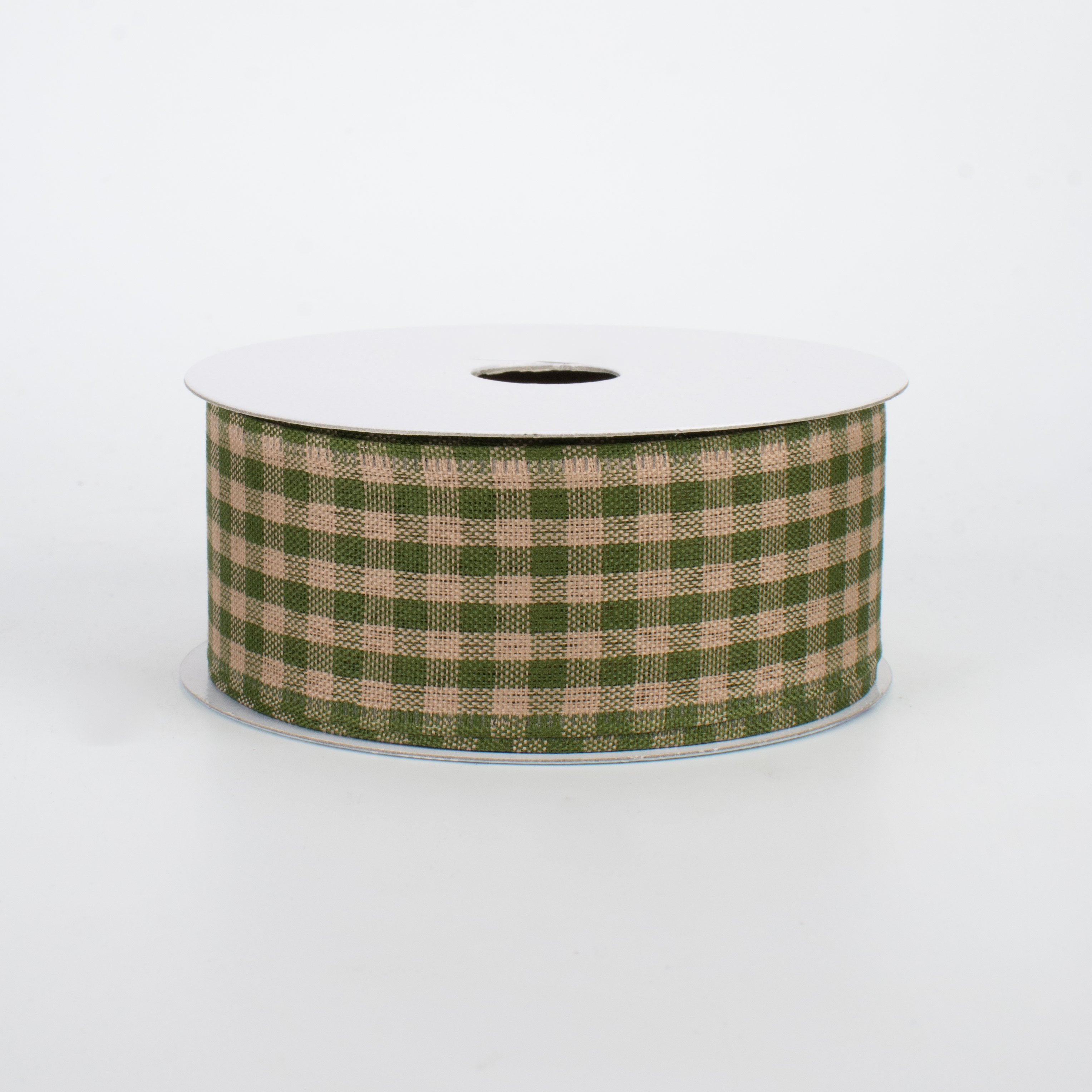 1.5 Inch Primitive Gingham Check Ribbon - Moss Green & Tan Cotton Craft Ribbon (10 Yards) for DIY Gift Wrapping, Scrapbooking, and Home Decor