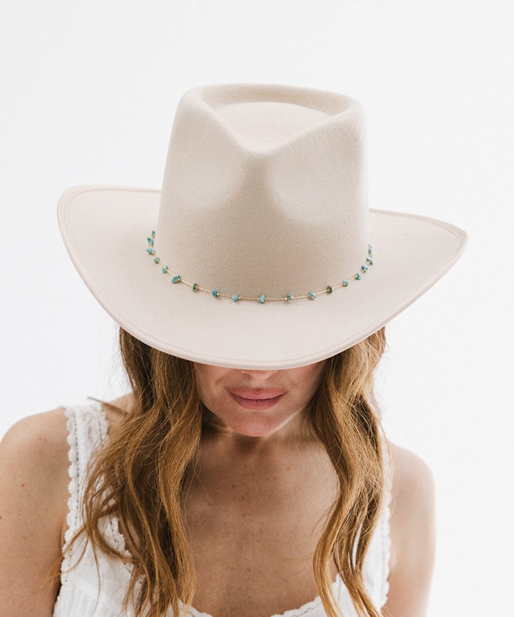 Turquoise Stone Hat Band for Cowboy Hats - Handmade Genuine Turquoise Beaded Hatband for Western Style & Country Fashion - Perfect for Rodeo, Music Festivals & Outdoor Events