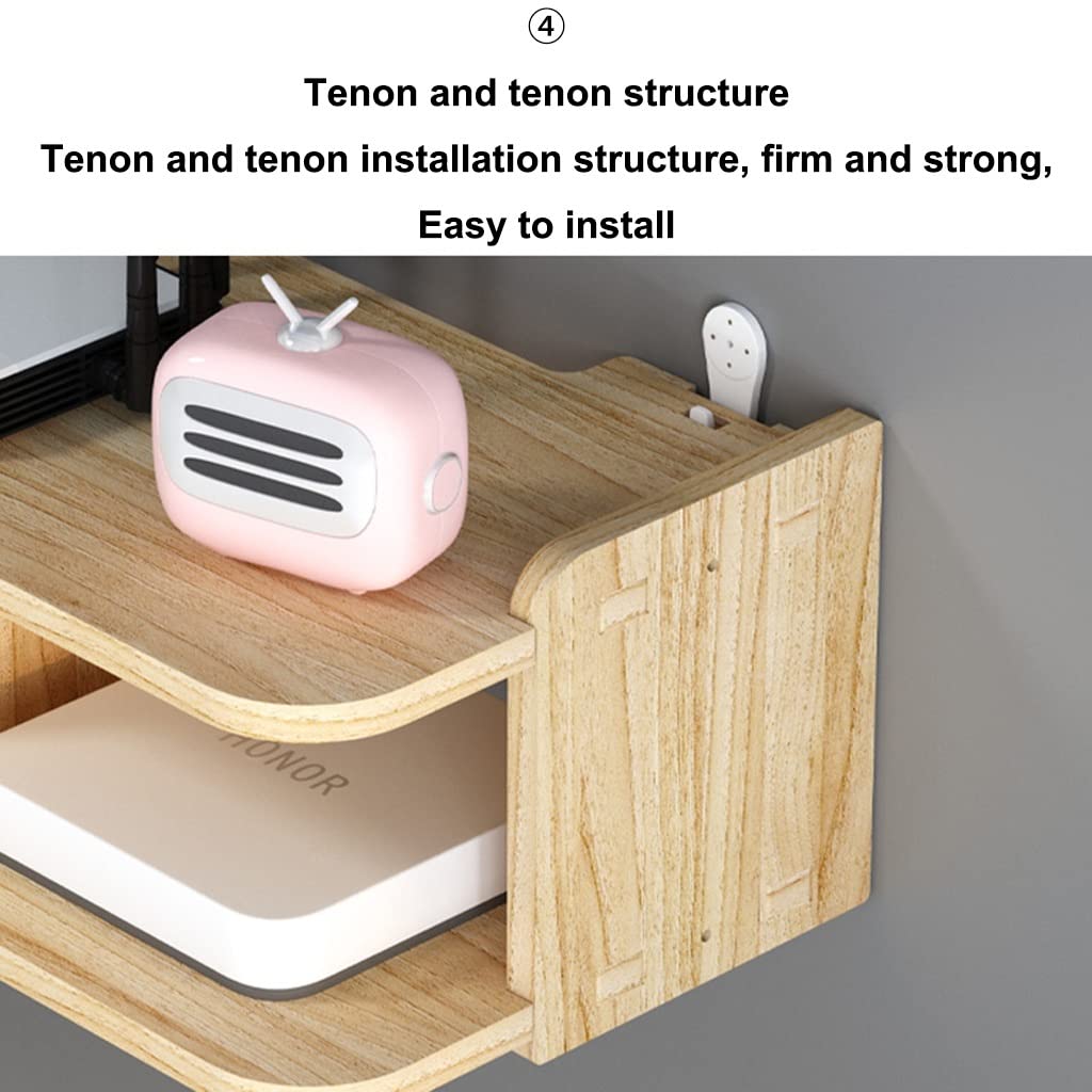 Wall Mounted WiFi Router Shelf - Large Multi-Function Storage Rack for Wireless Routers, TV Set-Top Boxes & Power Strips | Perfect for Home Office & Entertainment Center Organization