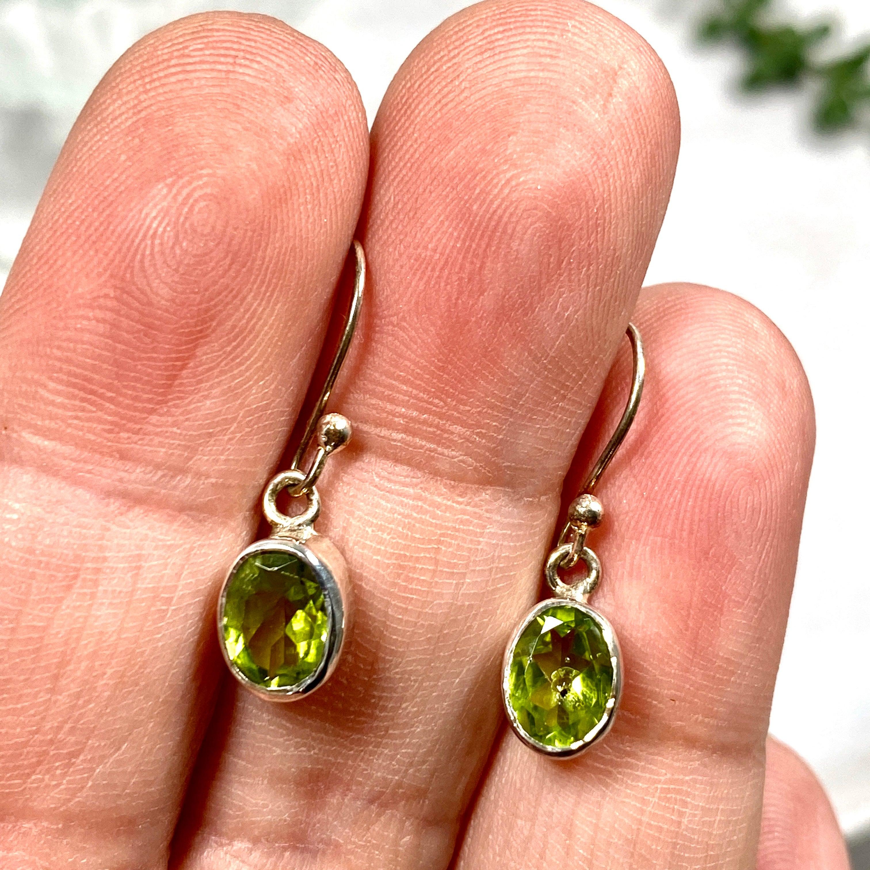 Peridot Petite Oval Faceted Earrings R2363 PDO - Elegant Green Gemstone Stud Earrings for Women, Perfect for Weddings, Parties & Everyday Wear