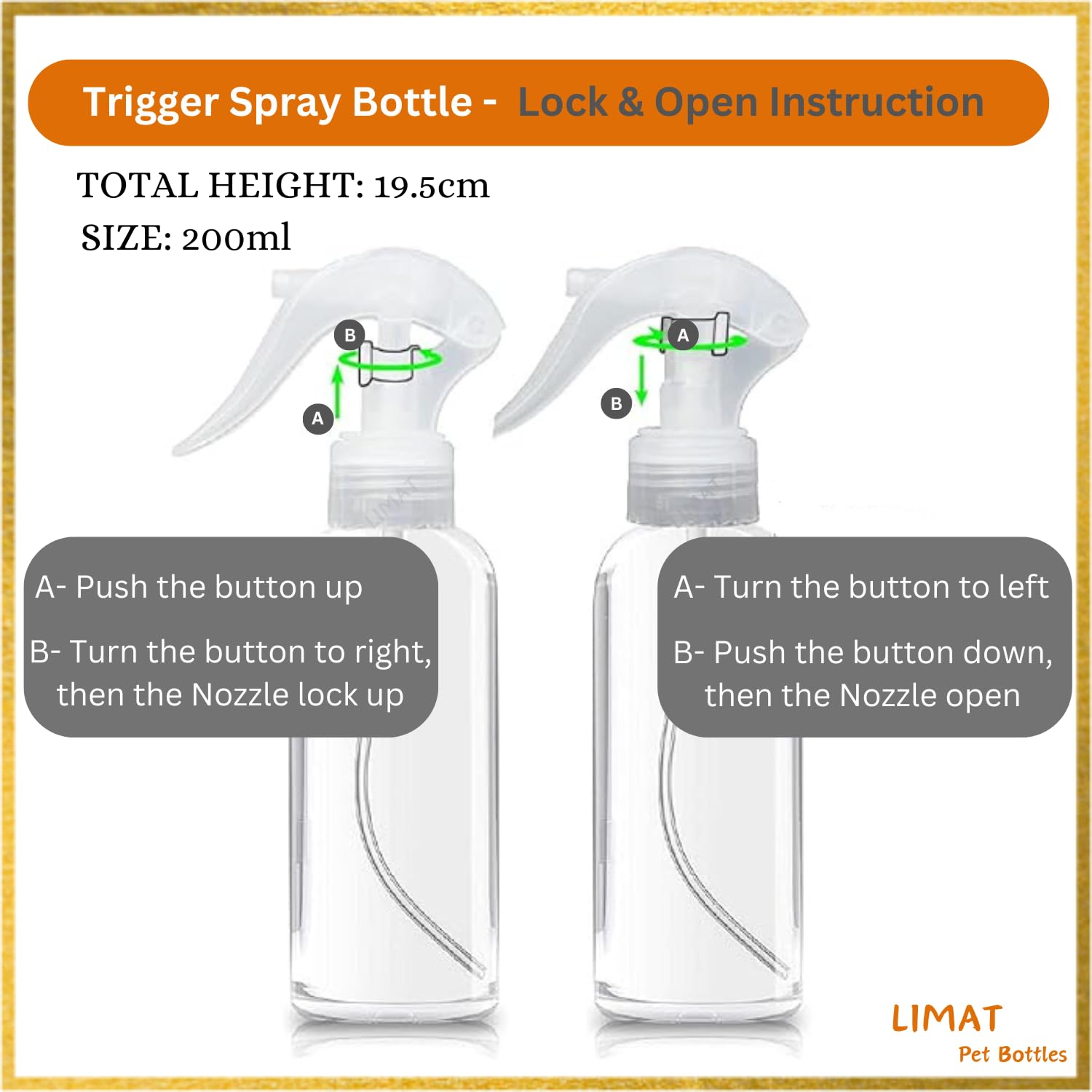 LIMAT 200ml Small Empty Spray Bottles for Hair Oil, Beauty Water, Perfume & Rosemary - Travel Toiletry Plastic Bottles (Pack of 4) - Perfect for Salon, Home Hair Care & DIY Beauty Products