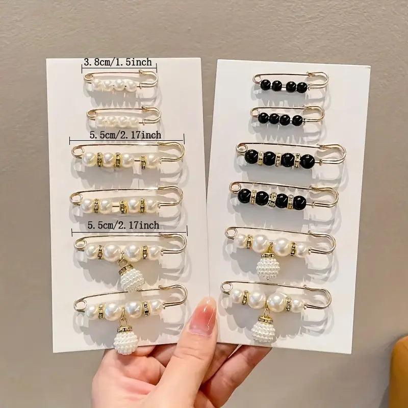 6 Pcs Elegant Faux Pearl Brooch Pins - Vintage Style Dress Clips for Women, Hat Pins for Jackets, Scarves & Formal Attire - Perfect for Weddings, Parties & Special Occasions