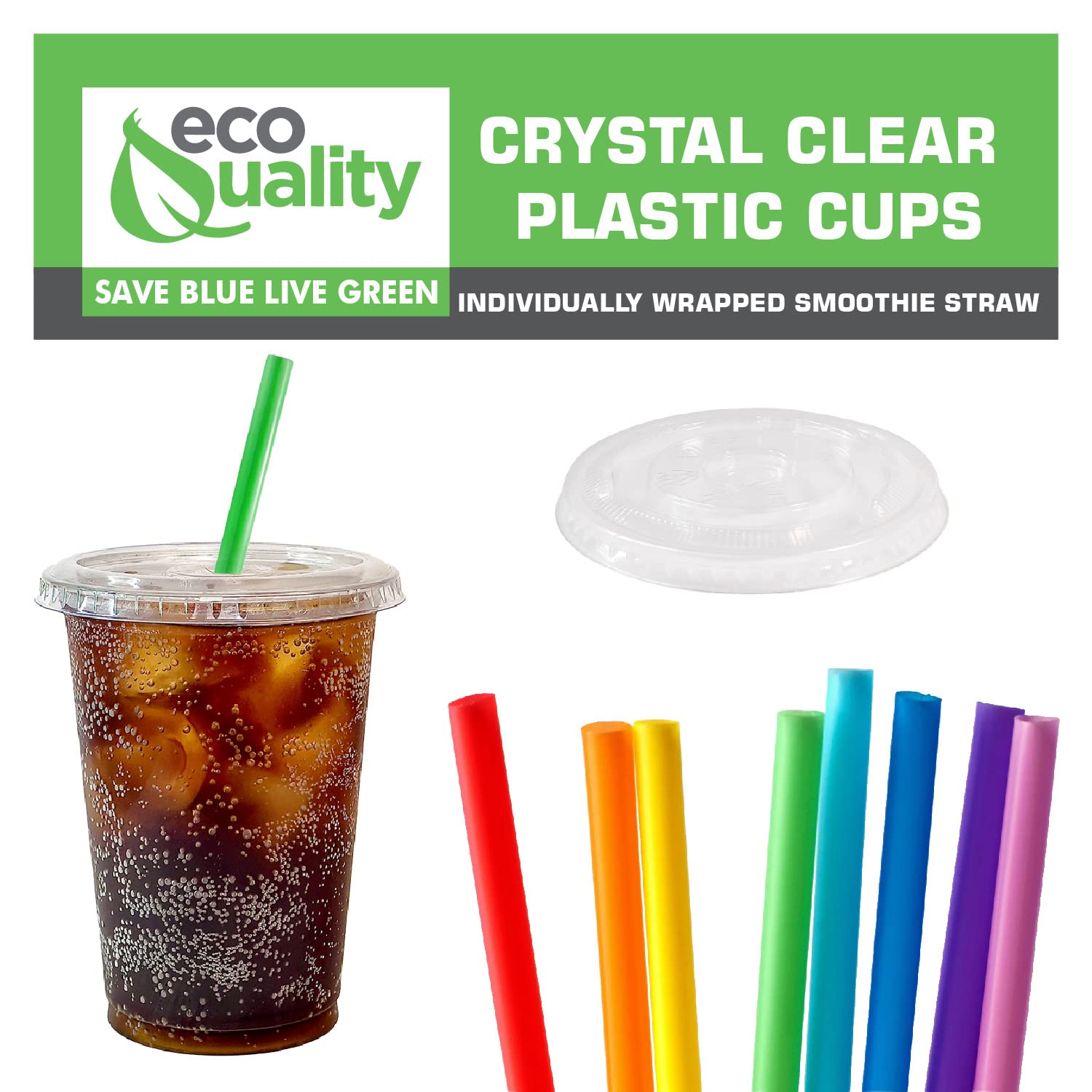 500 Count 9 oz Clear Plastic Disposable Cups with Lids & Smoothie Straws - BPA-Free PET Drinkware for Smoothies, Protein Shakes, Bubble Tea, Iced Coffee, Boba, Fresh Juice - Perfect for Meal Prep, Parties, Cafes & Takeout