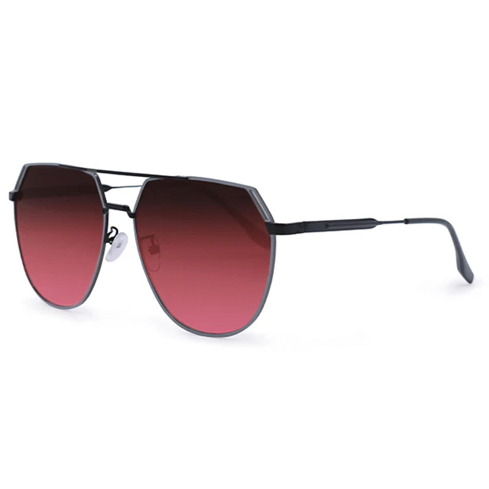 Farrah Black Frame Ruby Lens Square Aviator Sunglasses for Women - UV Protection, Retro Fashion Shades for Driving, Beach & Outdoor Activities