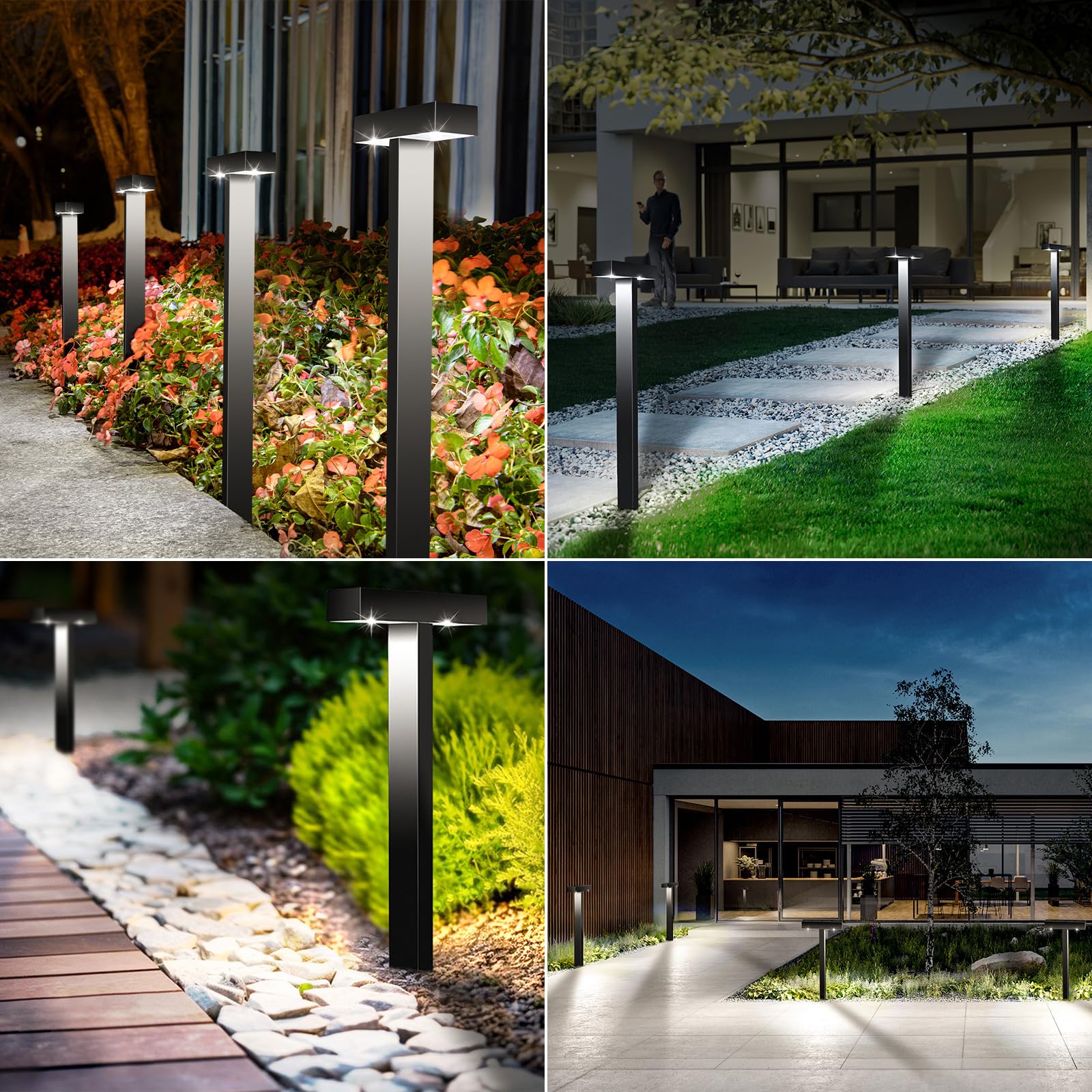 KINKAI 10 Pack Solar Pathway Lights Outdoor - Waterproof T Shape Solar Walkway Lights with Auto On/Off for Garden, Yard, Patio & Lawn - White LED Landscape Lighting for Driveway, Sidewalk & Backyard Decor