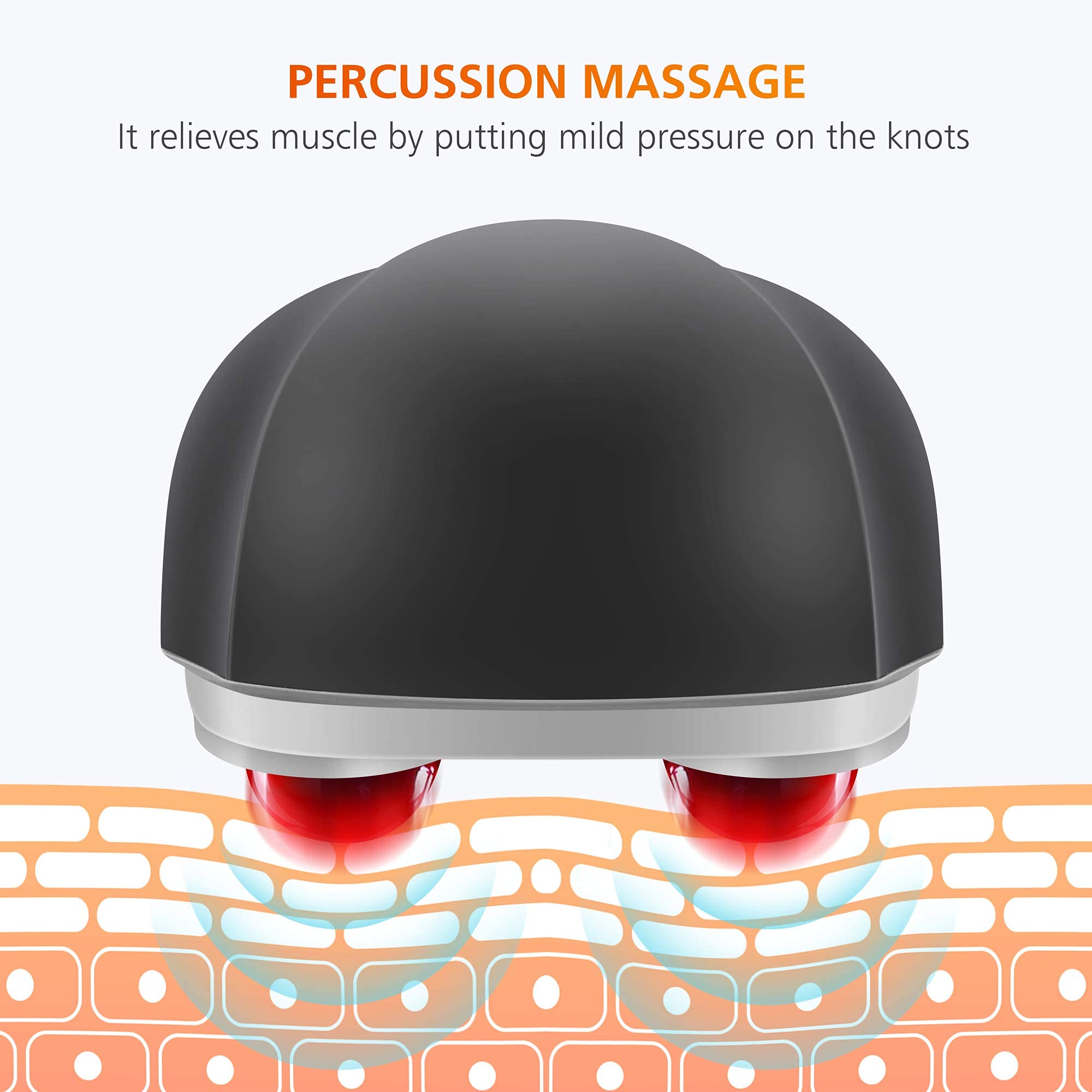 Snailax Cordless Handheld & Foot Massager with Heat - Deep Tissue Percussion & Shiatsu Massage for Back, Legs, Feet - Rechargeable Portable Massager for Home, Office, Travel & Pain Relief