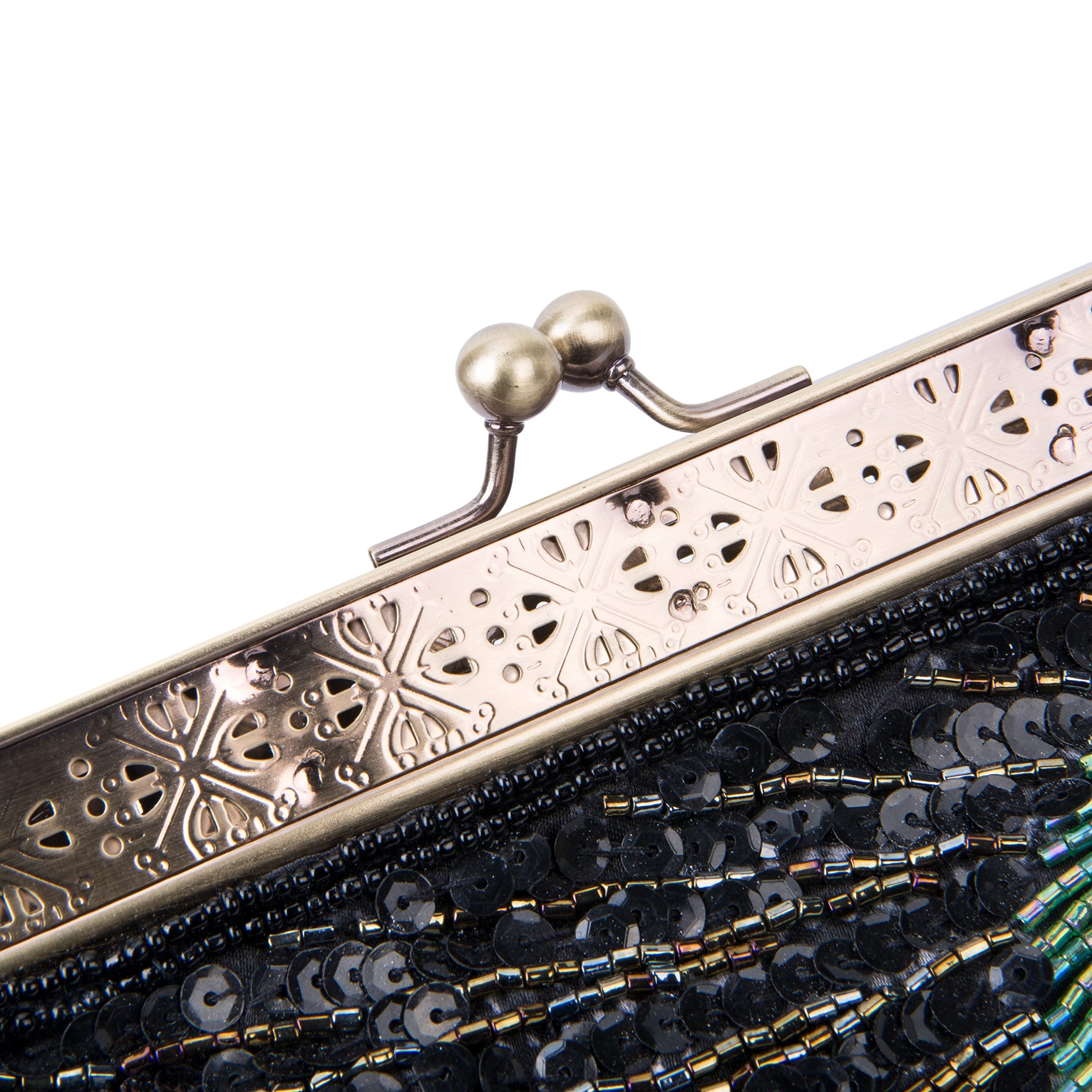 Vintage Beaded Sequin Peacock Clutch Purse - Elegant Evening Bag for Women, Wedding, Prom, Party & Special Occasions