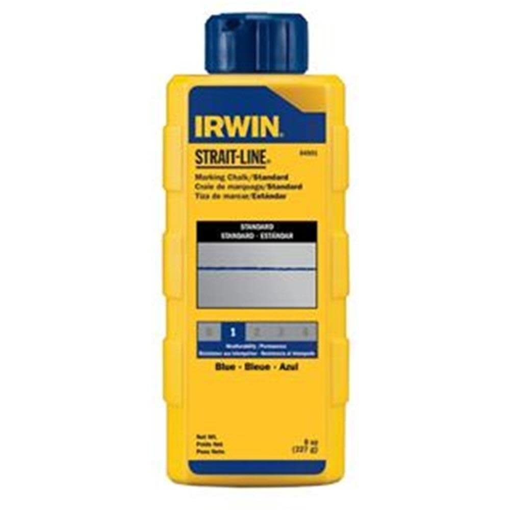 Irwin Strait Line 64901 8 Oz Blue Chalk Refills - High Visibility Marking for Carpentry, Masonry & DIY Projects - Perfect for Chalk Lines, Construction Layouts and Outdoor Measurements