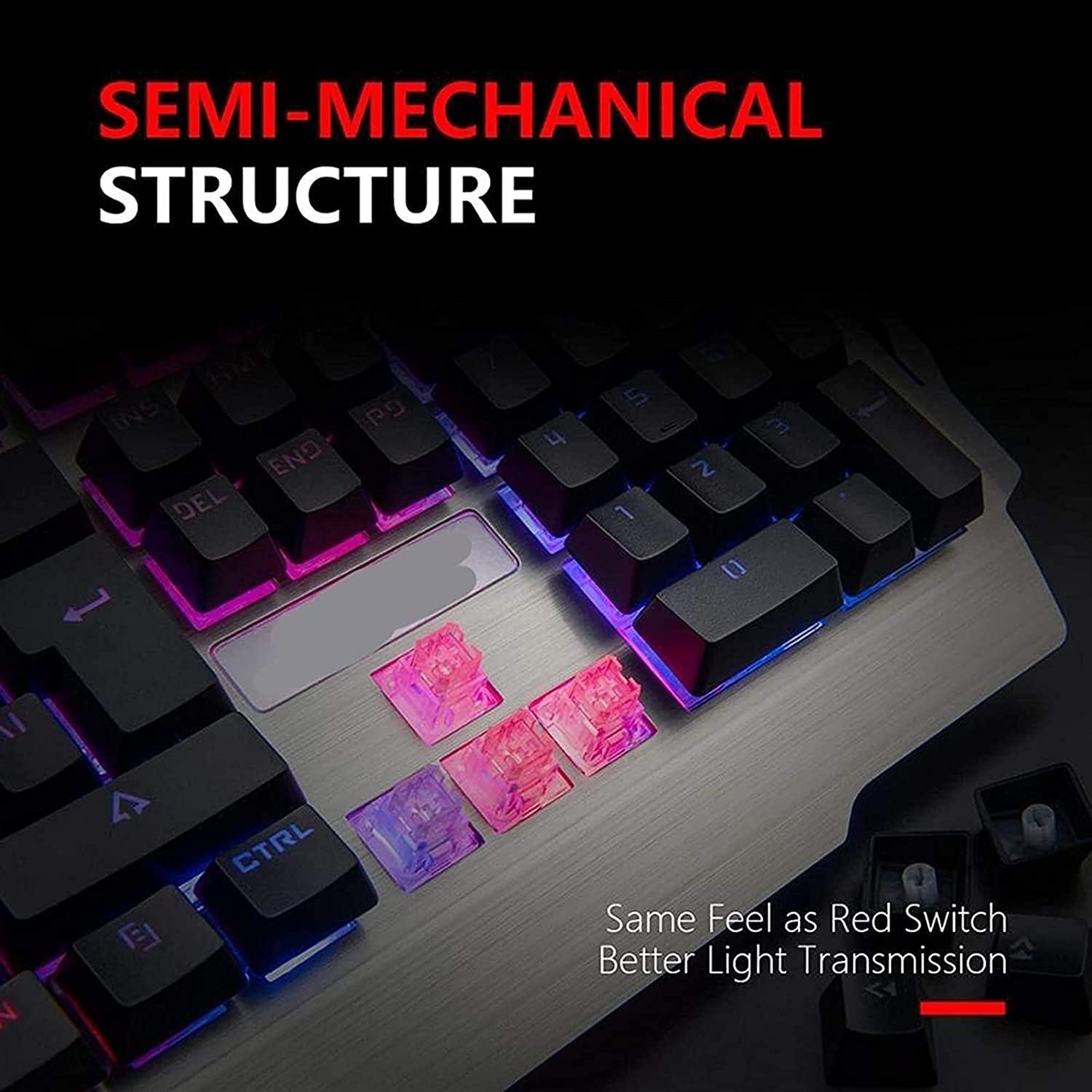 RGB Gaming Mechanical Keyboard and Mouse Combo - 104 Keys Wired USB Keyboard with Detachable Wrist Rest for PC Gamers - Perfect for Esports, Office Work & Computer Desktop Gaming Setup