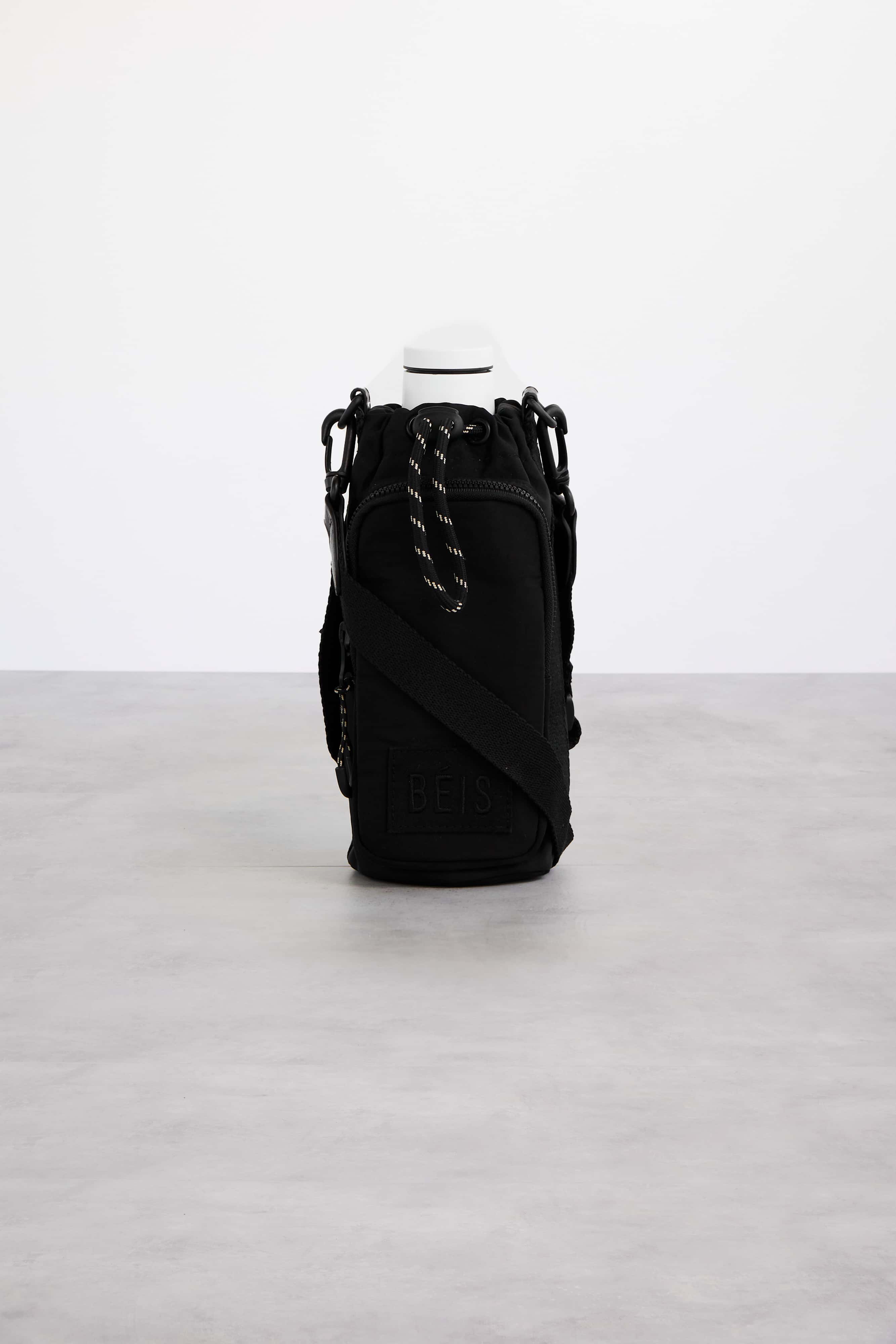 Premium Black Water Bottle Sling - Leak-Proof & Adjustable Strap for Hiking, Gym & Outdoor Activities | Hands-Free Hydration Solution