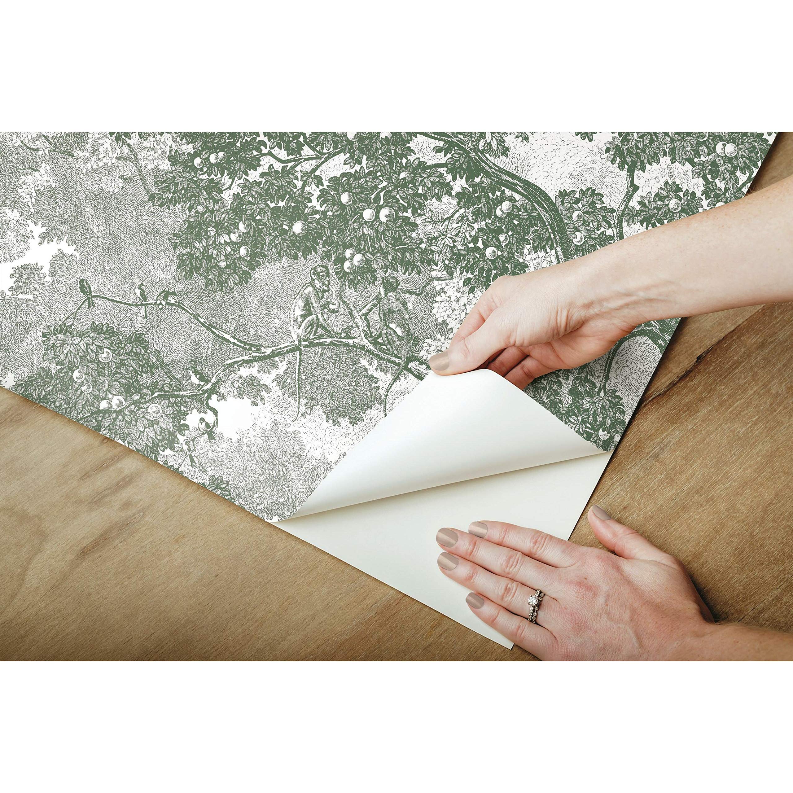 RoomMates Jungle Theme Peel and Stick Wallpaper - Self-Adhesive Removable Wall Decor for Kids Bedroom, Nursery, Playroom, Dorm Room