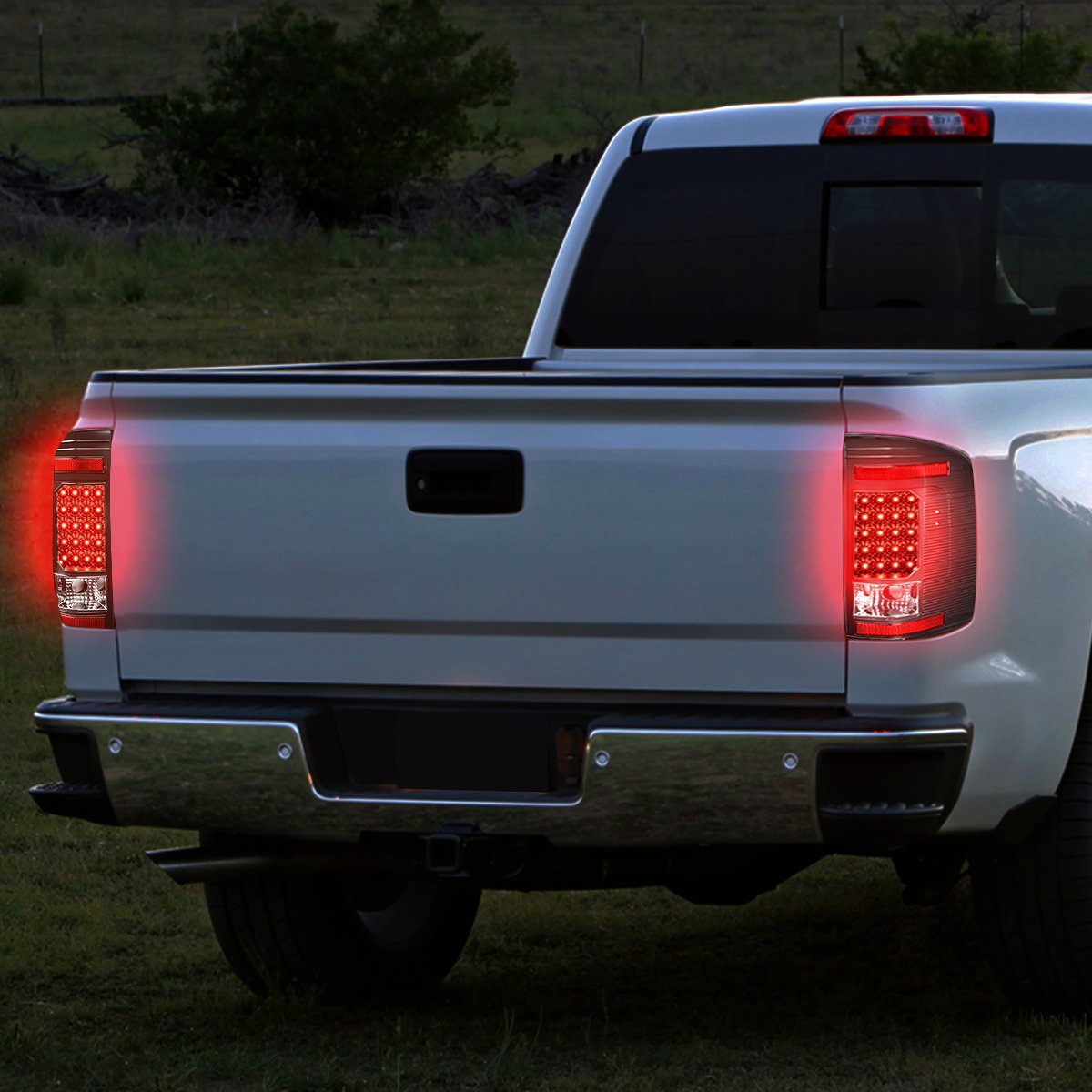 Auto Dynasty 20-LED Tail Lights Brake Lamp for Chevy Silverado 1500 2500HD 3500HD (2007-2013) - Pair Set, Black Housing & Clear Lens - Upgrade Your Truck's Style & Safety for Night Driving & Off-Road Adventures