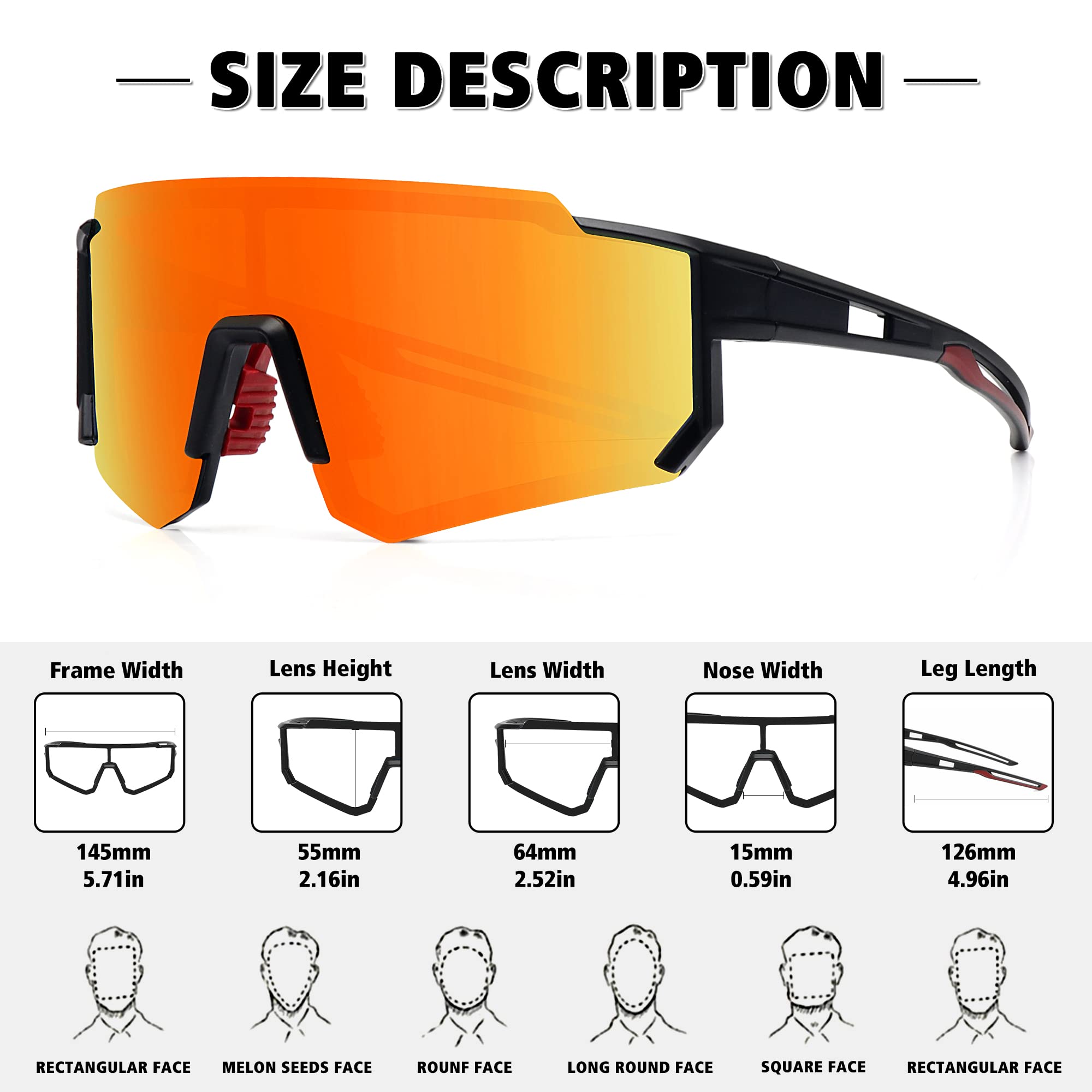 STORYCOAST Polarized Sports Sunglasses for Men & Women - UV400 Protection Driving, Fishing, Cycling & Mountain Bike Sunglasses - Perfect for Outdoor Activities, Beach & Travel