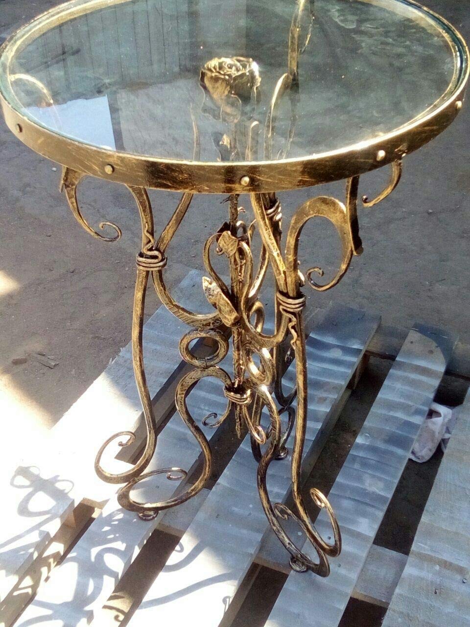 Hand-Forged Coffee Table & Kitchen Table - Rustic Solid Wood Dining Table for Living Room, Kitchen & Outdoor Use