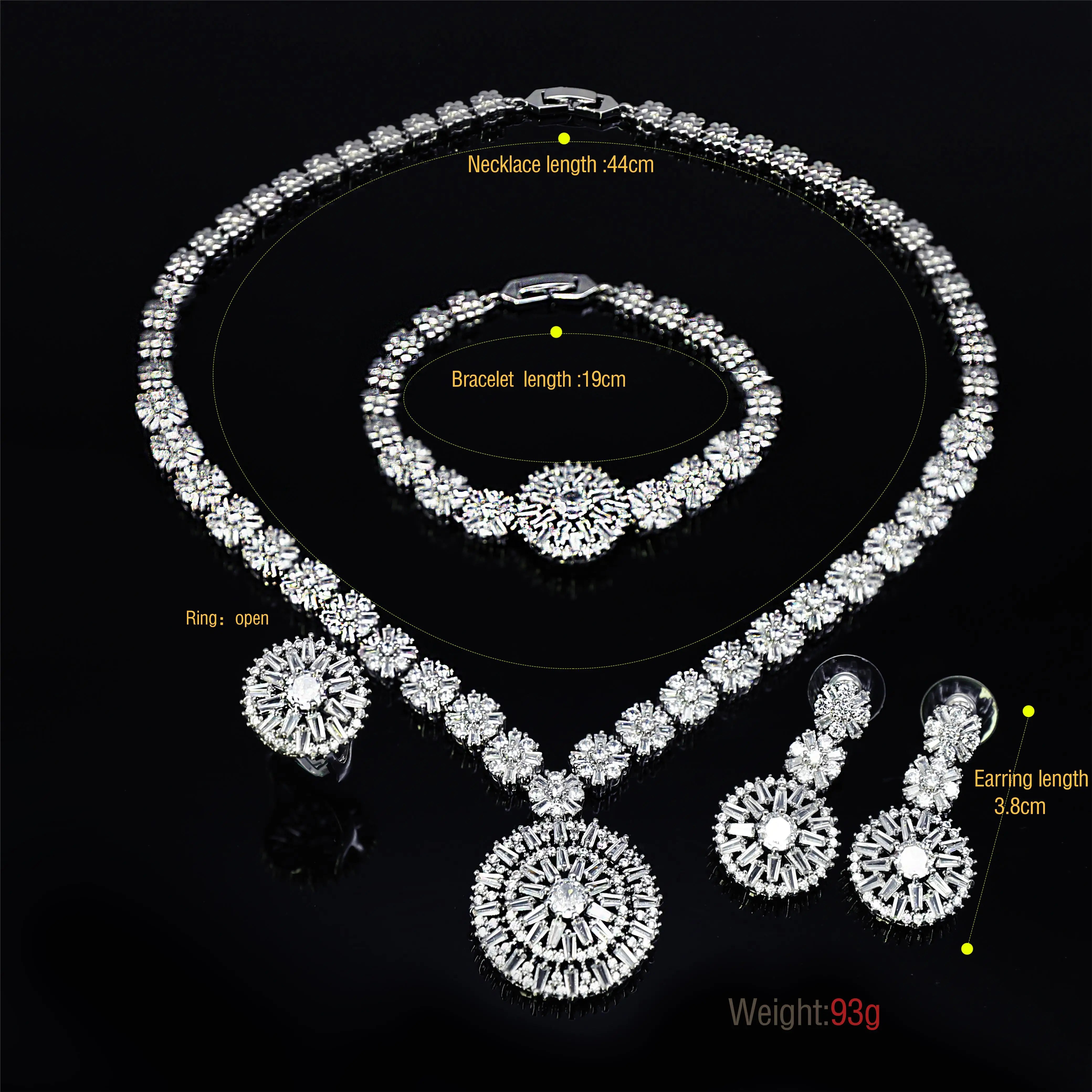 Elegant African Zirconia Bridal Jewelry Set - 4 Piece Necklace, Bracelet, Earrings & Ring for Wedding, Engagement & Special Occasions