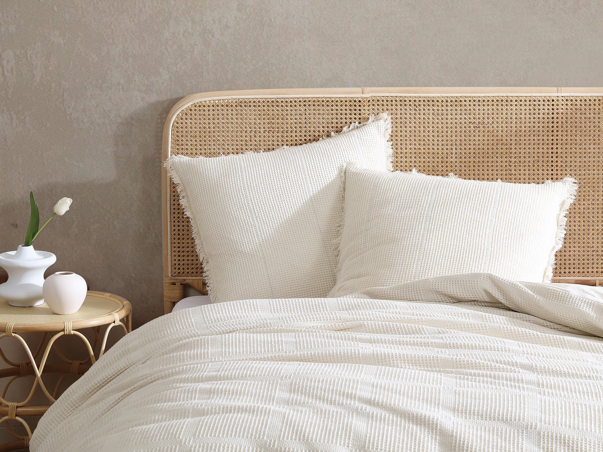 Premium Galicia Vanilla European Pillowcase Set - 100% Soft Linen House Luxury Bedding - Perfect for Master Bedroom, Guest Room & Hotel Decor