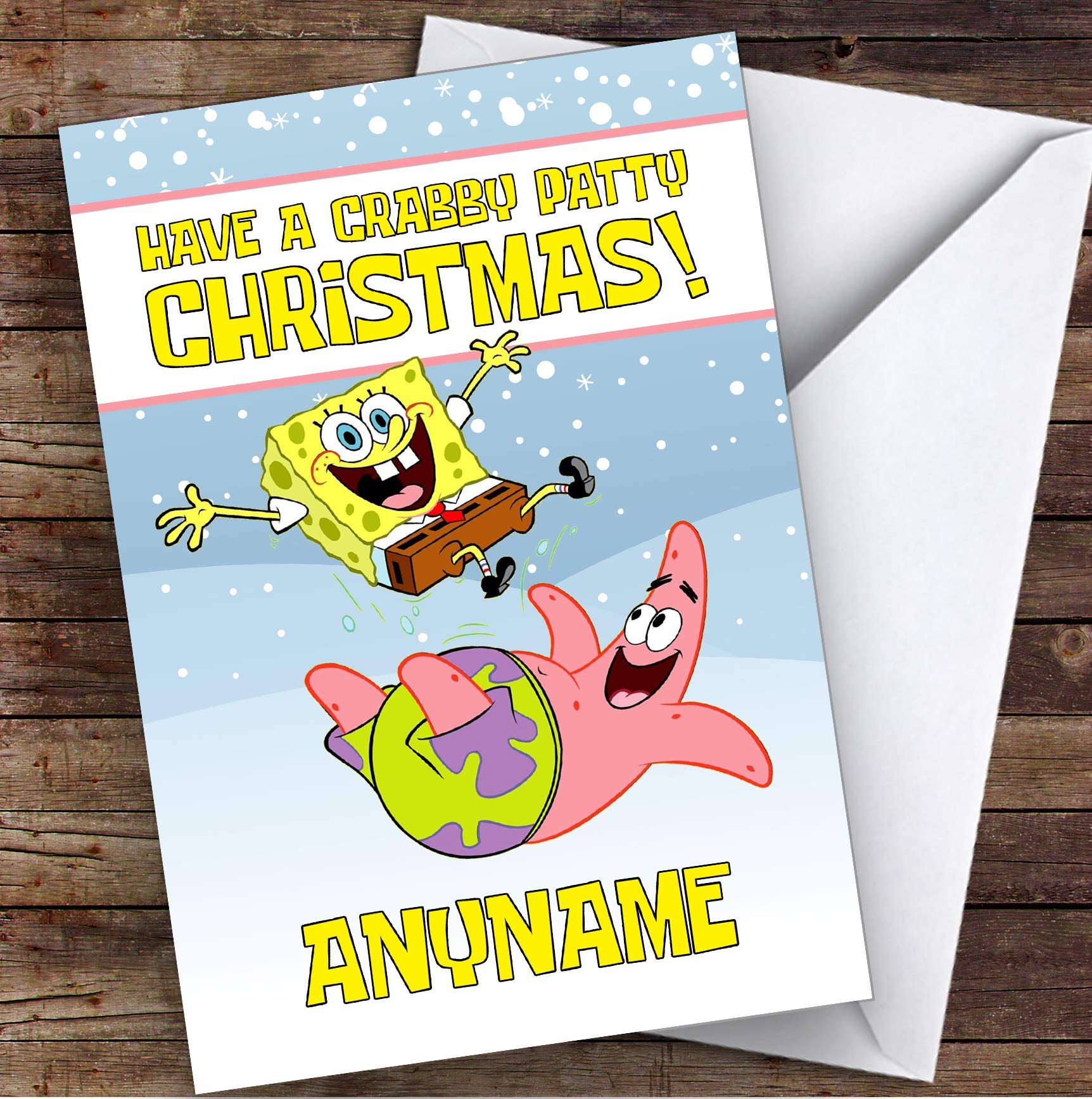 Spongebob Crabby Patty Christmas Holiday Personalized Greeting Card for Kids - Perfect for Holiday Wishes, Gifts & Festive Celebrations
