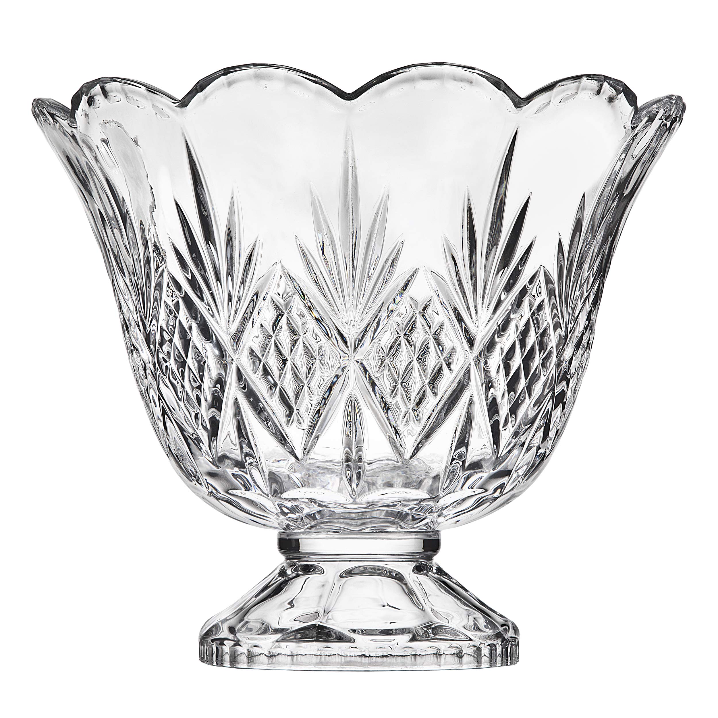 Godinger Dublin Crystal Punch Bowl Set with 8 Cups and Ladle - 10 Piece Elegant Glass Serving Set for Parties, Weddings & Holiday Entertaining