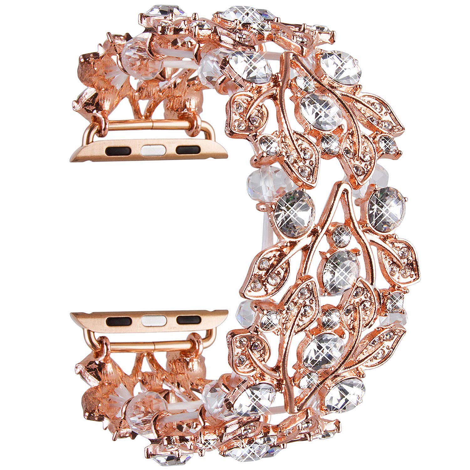 Sparkly Rhinestone Apple Watch Band for Women - Bling Elastic Bracelet Compatible with 38mm/40mm/41mm/42mm/44mm/45mm/49mm (Series SE/9/8/7/6/5/4/3/2/Ultra) - Elegant Dressy Wristband for Parties, Work & Everyday Wear