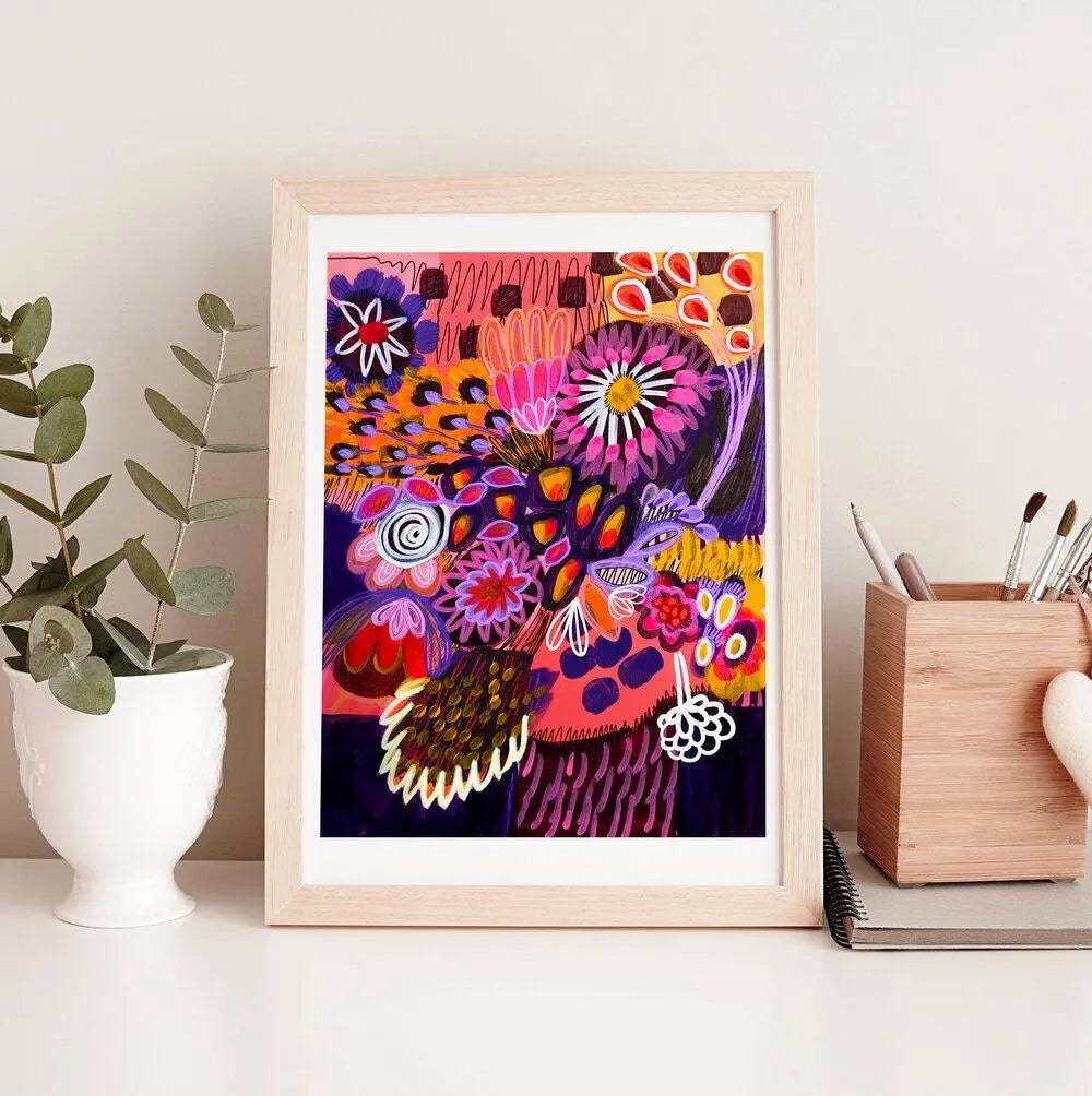 Modern Abstract Wall Art Print - Mixed Bunch Canvas Painting for Living Room, Bedroom & Office Decor | Contemporary Home Wall Decor