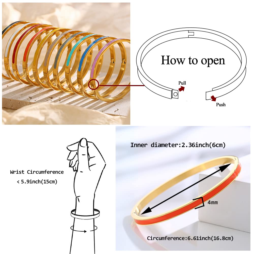 Godyce Love Friendship Bracelet - Colorful Orange Enamel Bangle for Women | Stainless Steel Fashion Jewelry with Gift Box | Perfect for Parties, Birthdays & Everyday Wear