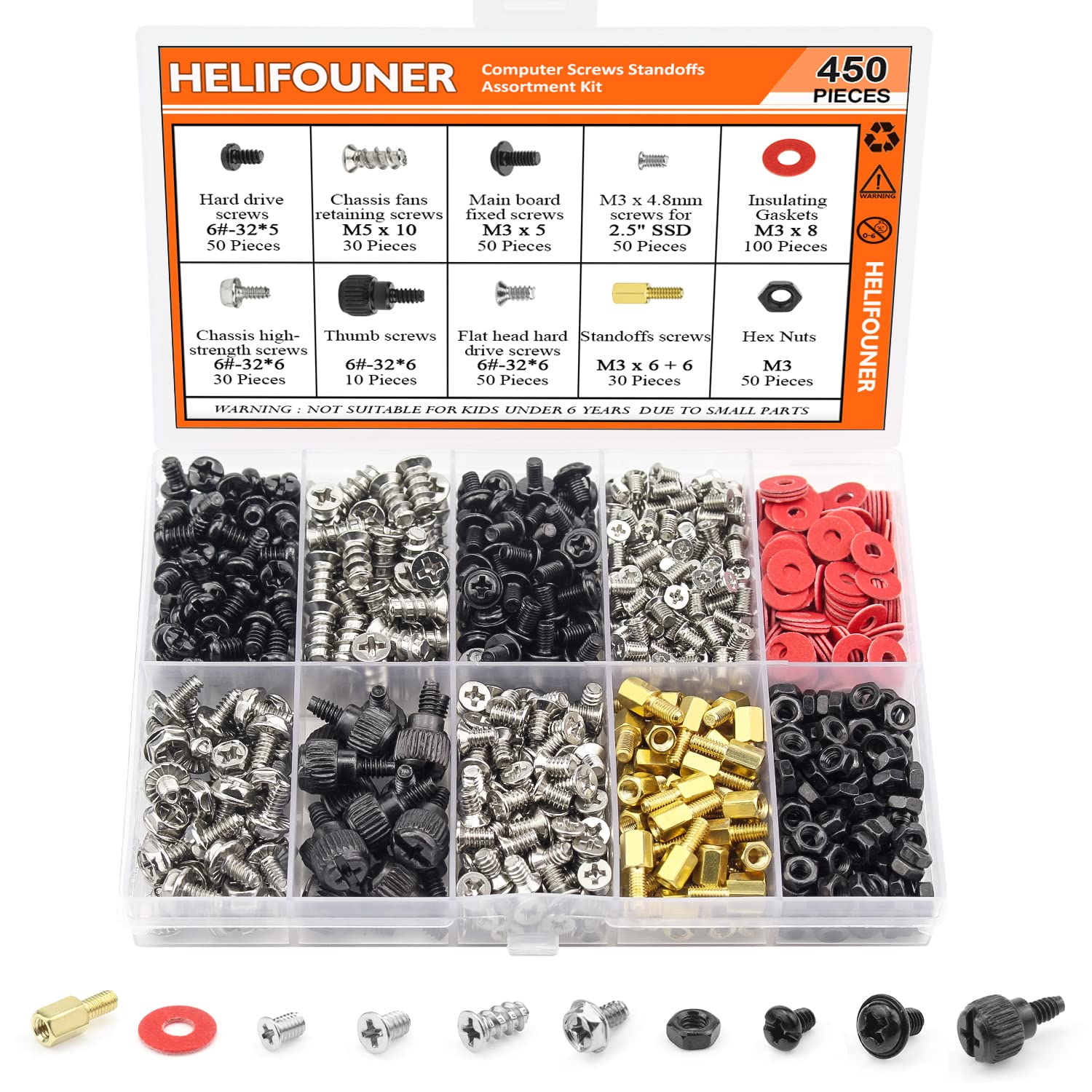 450-Piece Computer Standoffs & Screws Assorted Kit - Compatible with 2.5