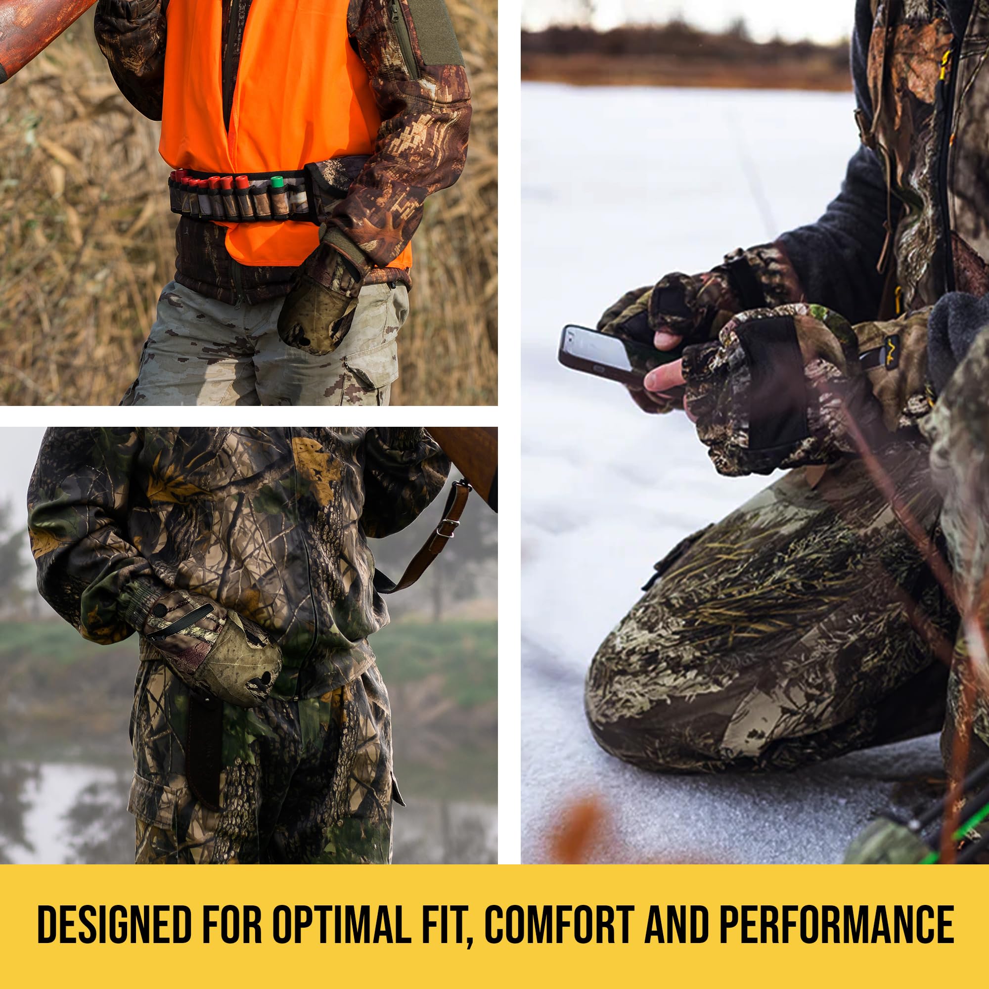 Volt Camouflage Rechargeable Heated Flip Mittens - Battery Powered Hand Warmers - Convertible Fingerless Gloves for Men & Women - Perfect for Skiing, Hiking & Winter Outdoor Activities