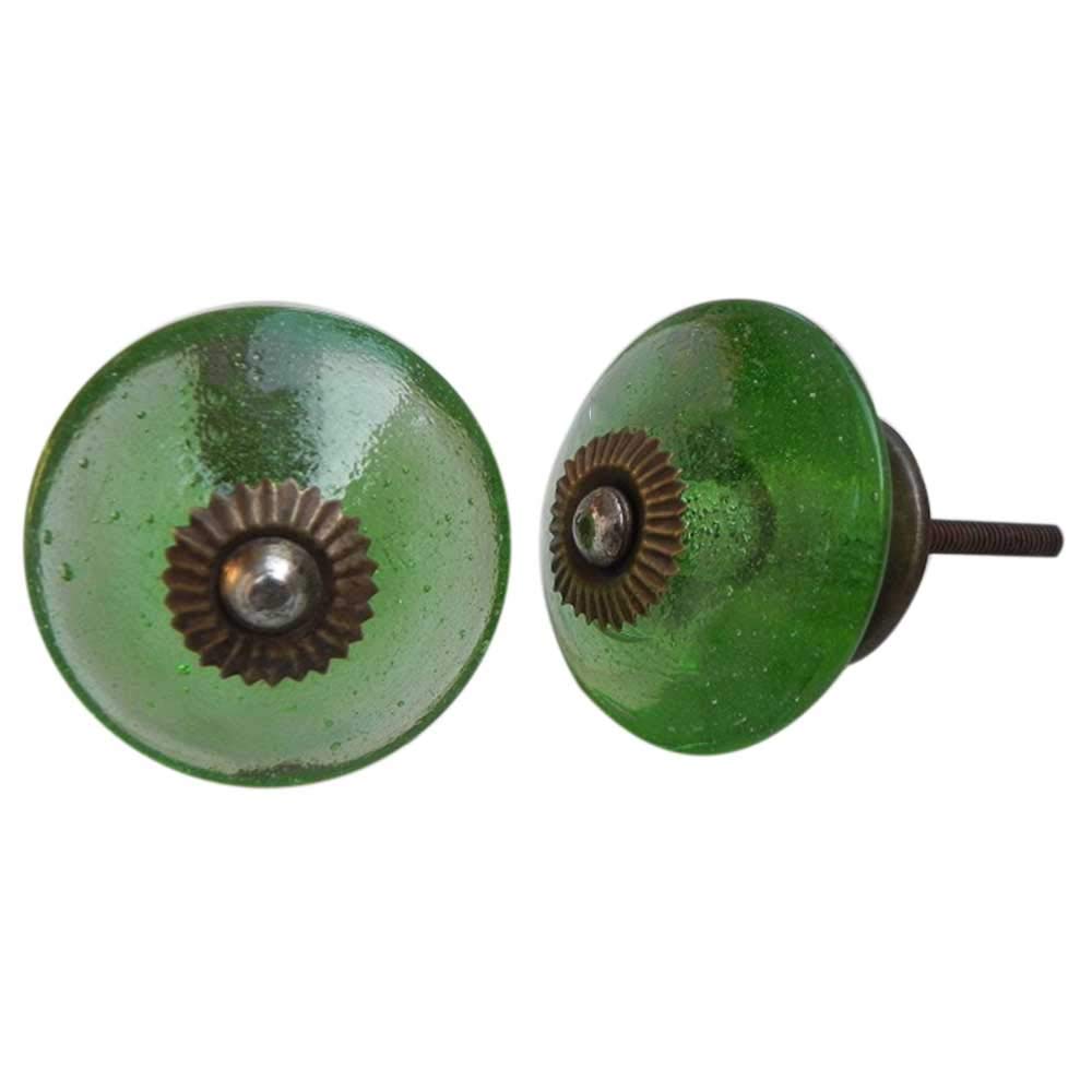Premium Green Glass Drawer Knobs 4-Pack - Kitchen & Dresser Hardware for Home Decor