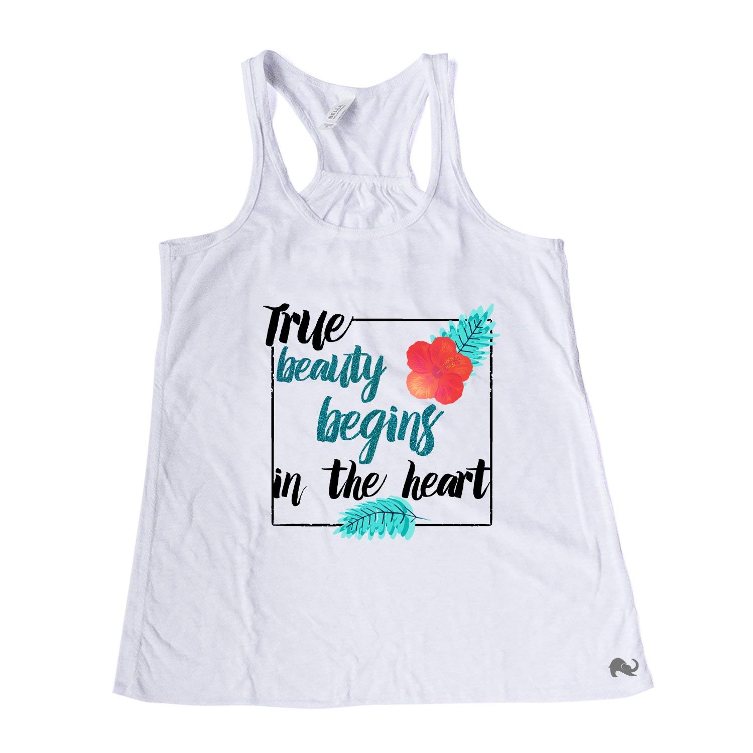 NanyCrafts Women's Racerback Tank Top - Soft Comfortable Workout Shirt for Yoga, Running & Gym | True Beauty Begins in The Heart Inspirational Quote