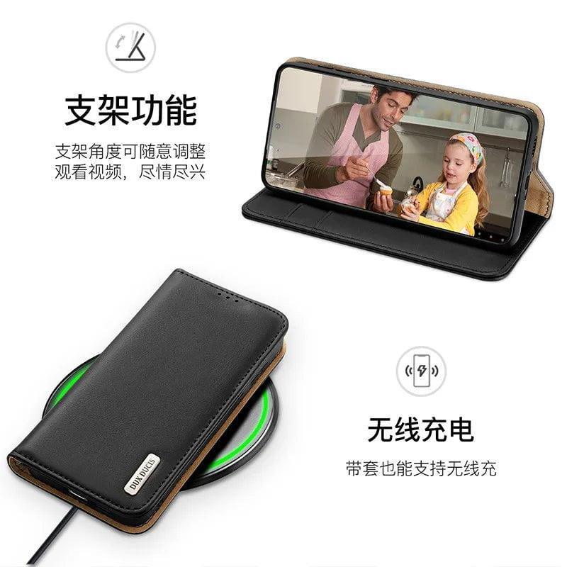 DuxDucis Galaxy S24 Genuine Leather Wallet Case - Premium Protective Cover with Card Slots for Samsung Galaxy S24 - Perfect for Business, Travel & Everyday Use