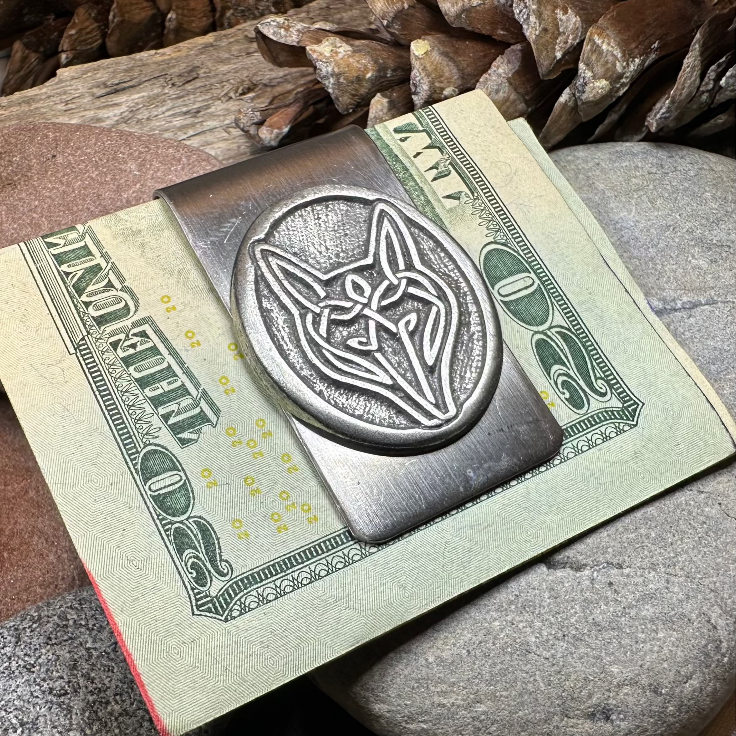 Celtic Wolf Money Clip - Stainless Steel Wallet Money Holder for Bills & Cards - Perfect for Men's Gifts, Travel & Everyday Use