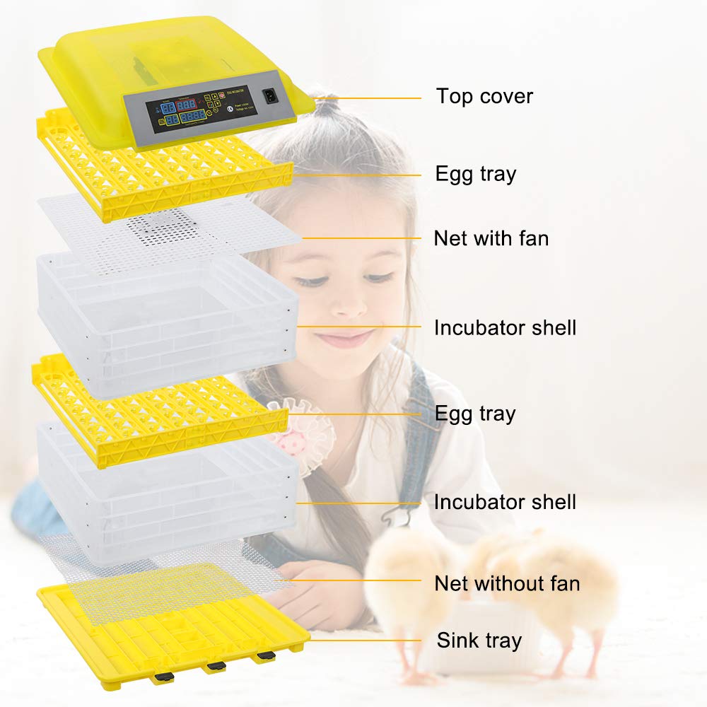 Ochine Automatic Egg Incubator - Digital Poultry Hatcher with LED Candler, Temperature Control & Auto Turner - Perfect for Chicken, Duck & Quail Egg Hatching at Home or Farm