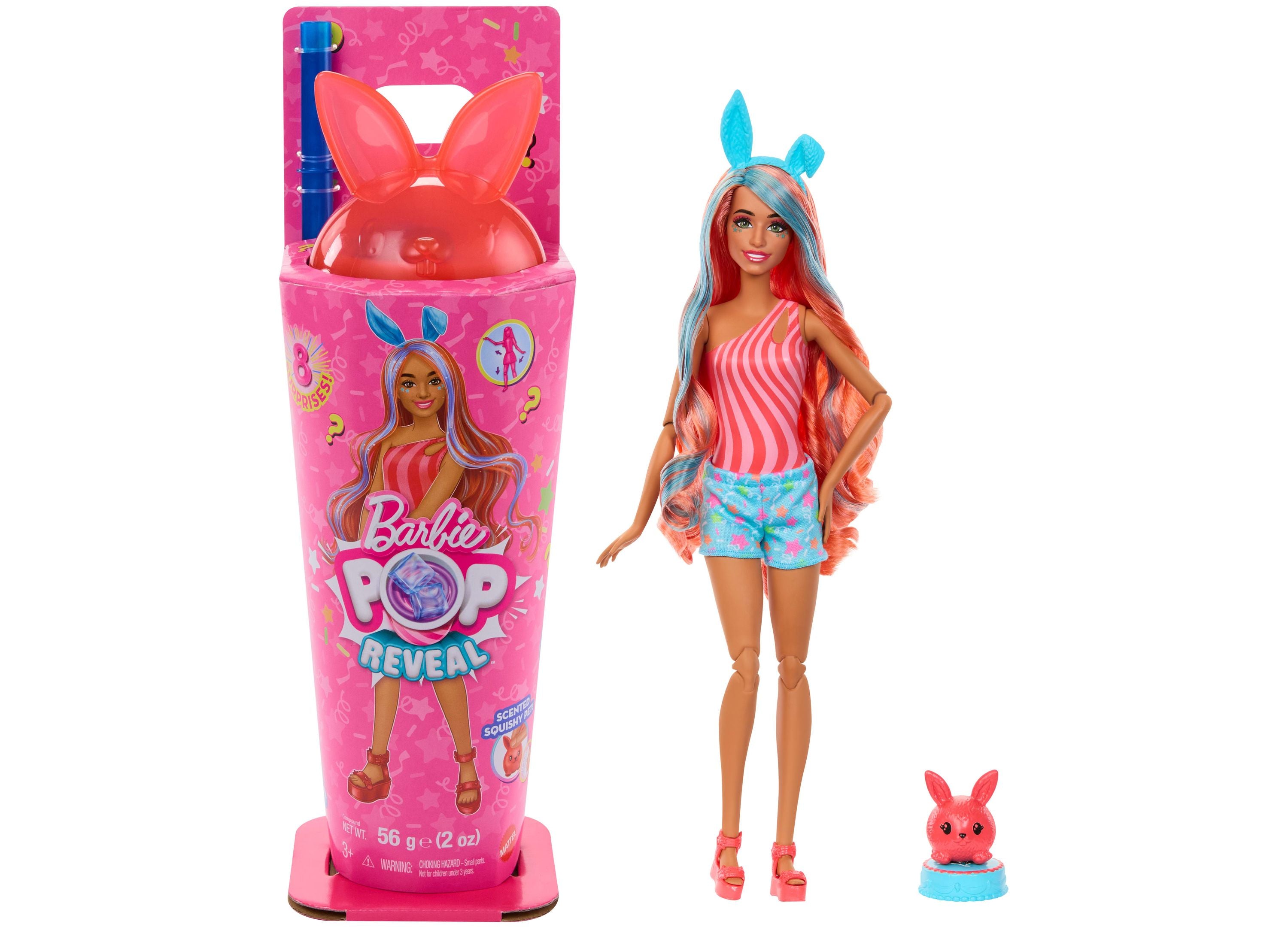 Barbie Pop Reveal Shakes Bright Bunny Fashion Doll with 5 Surprise Accessories - Perfect for Kids' Birthday Gifts & Collectible Play