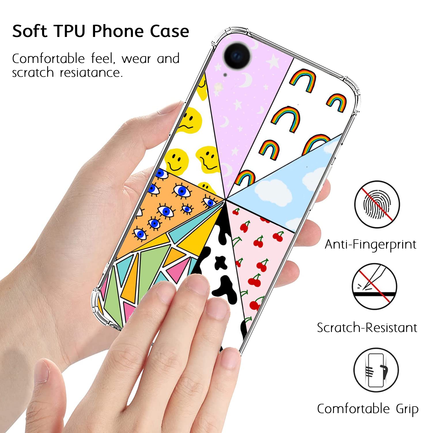 Trendy Hippie Indie Collage iPhone XR Case - Colorful Aesthetic TPU Bumper Cover for Women, Men & Teens - Perfect for Music Festivals, Travel & Everyday Style