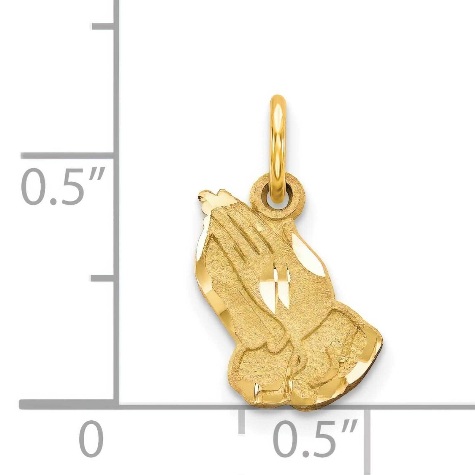 14K Yellow Gold Praying Hands Charm Pendant Necklace - Religious Jewelry for Women & Men - Perfect for Baptism, First Communion, Confirmation & Daily Wear