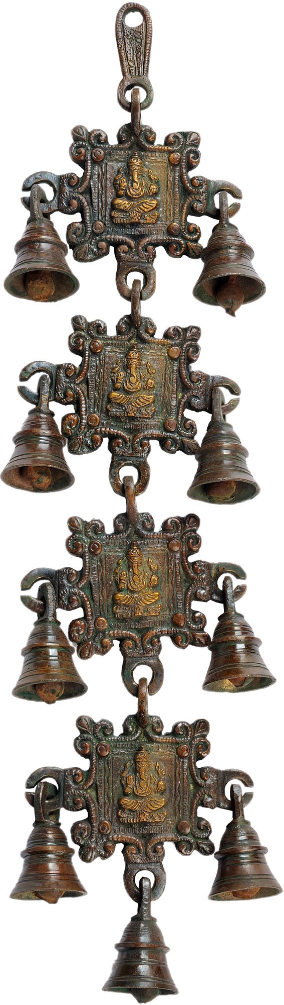 Lord Ganesha Hanging Bells - Handcrafted Brass Statue for Home Decor, Meditation & Spiritual Gifts | Perfect for Yoga Studios, Altars & Indian Festivals