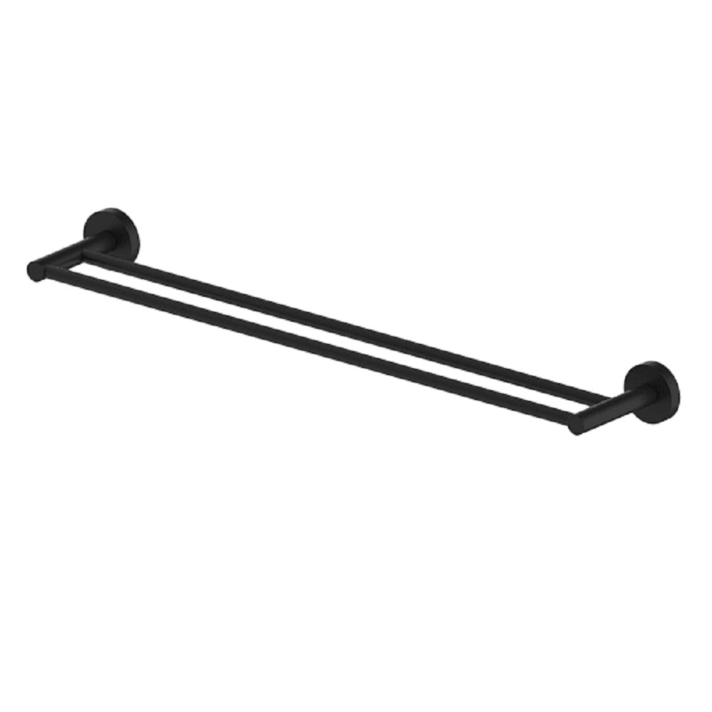 Abey Poco Double Towel Rail 760mm Black PDTR B - Premium Bathroom Towel Holder for Spa, Hotel & Home Decor