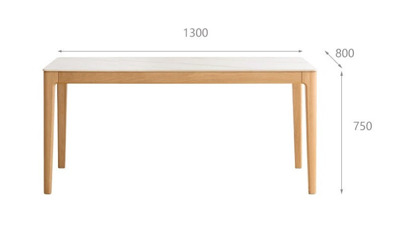 Solid Oak & Ash Wood Dining Table with Natural Rock Slab Surface - Rustic Farmhouse Style for Dining Room & Kitchen Decor