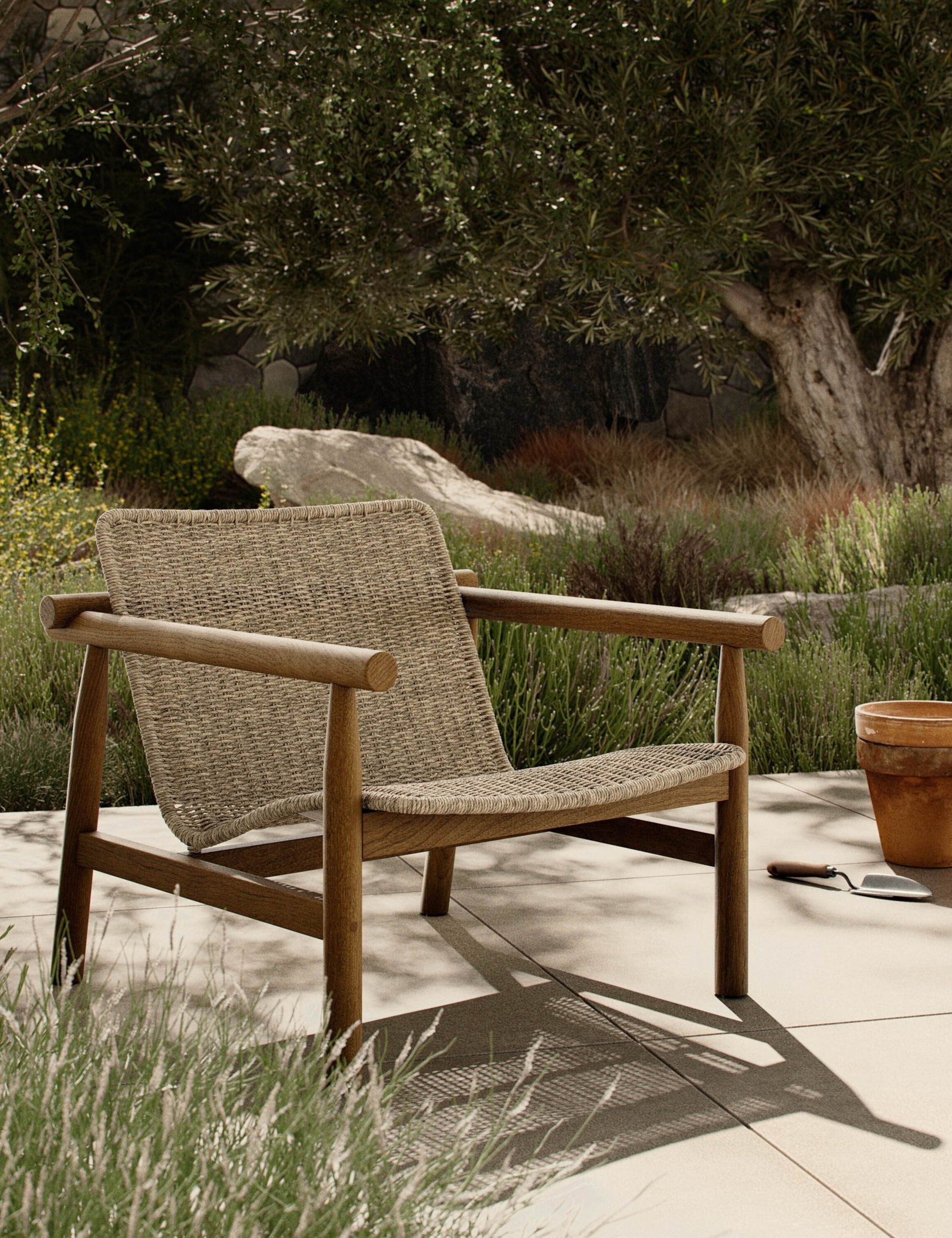Amber Lewis x Four Hands Dume Indoor/Outdoor Accent Chair - Stylish Patio, Porch & Living Room Seating Furniture