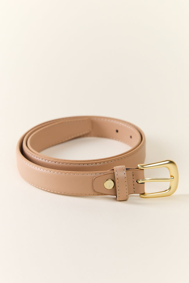 Classic Tan Leather Belt with Gold Buckle - Stylish & Durable for Men & Women | Perfect for Office, Casual & Formal Wear