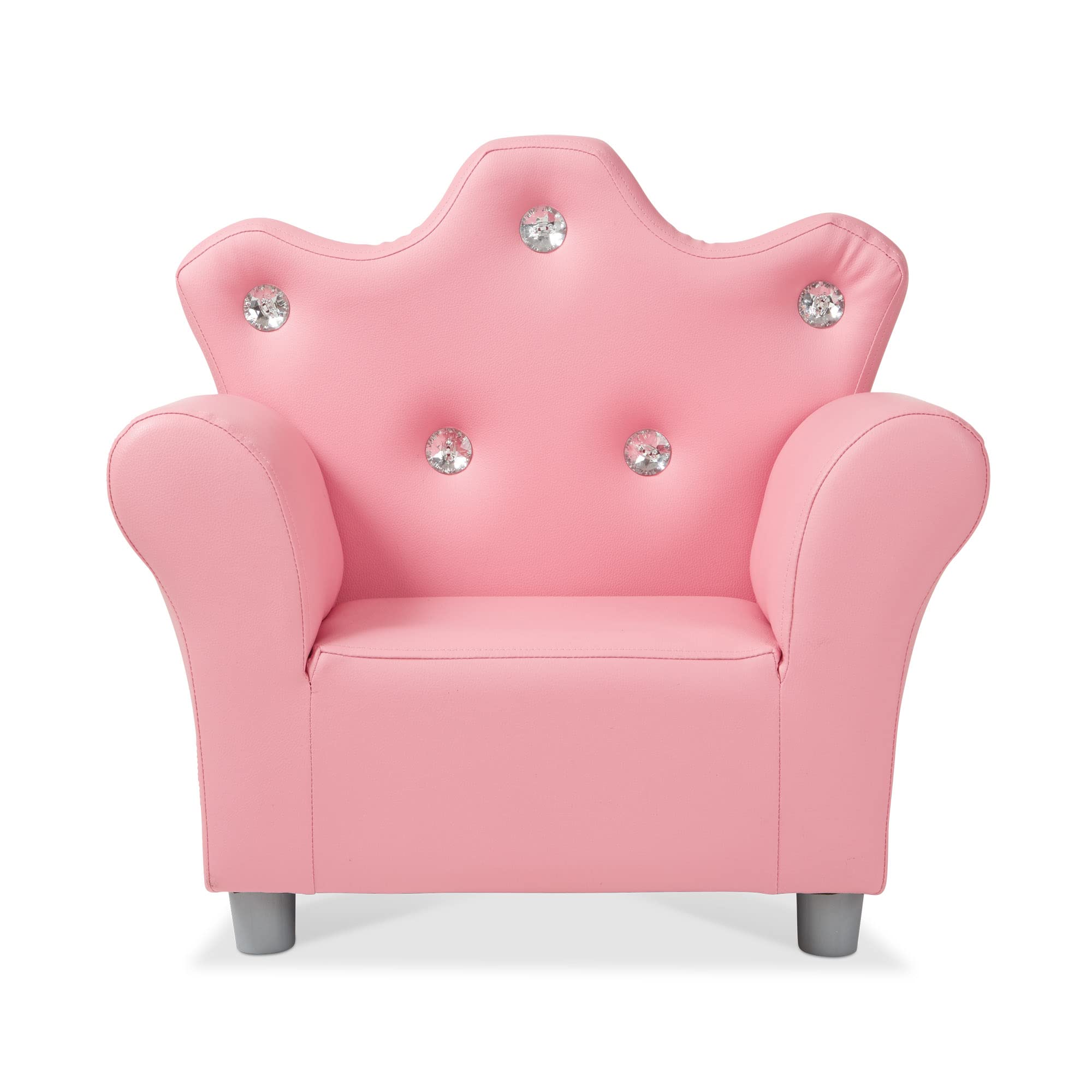 Melissa & Doug Pink Faux Leather Child’s Crown-Back Armchair - Princess Chair for Toddlers & Kids | Durable Children's Furniture for Bedroom, Playroom & Nursery Decor