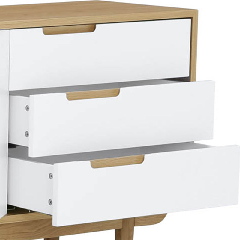 NAKULA 180cm Sideboard Buffet Cabinet with 2 Doors - Natural Wood & White Finish for Dining Room Storage | Modern Console Table for Living Room & Hallway