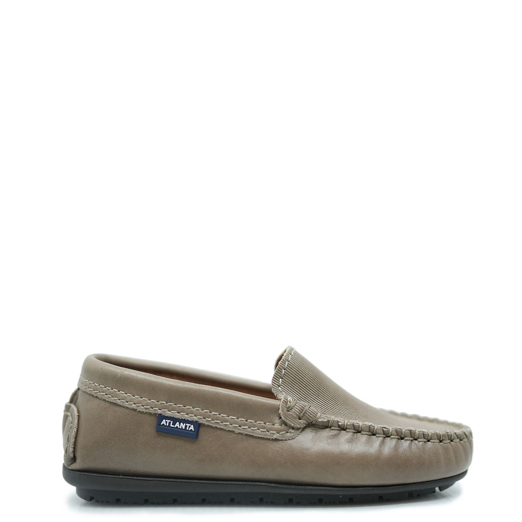 Atlanta Moccasin Taupe Stamped Loafers for Men - Comfortable Casual Slip-On Shoes for Work, Office & Dress Occasions